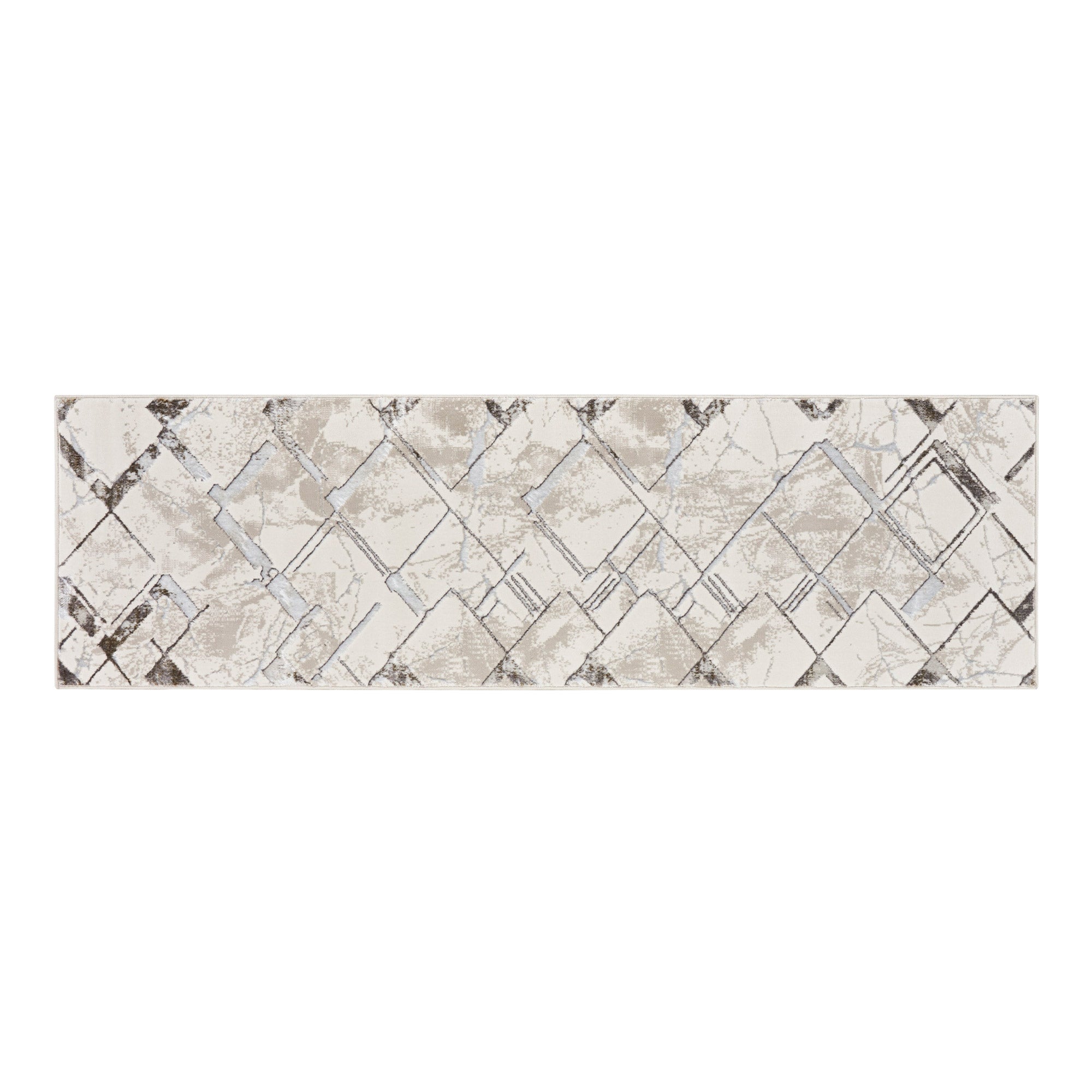 Glitz Rug - Ivory Grey 66cm x 229cm Runner Rug