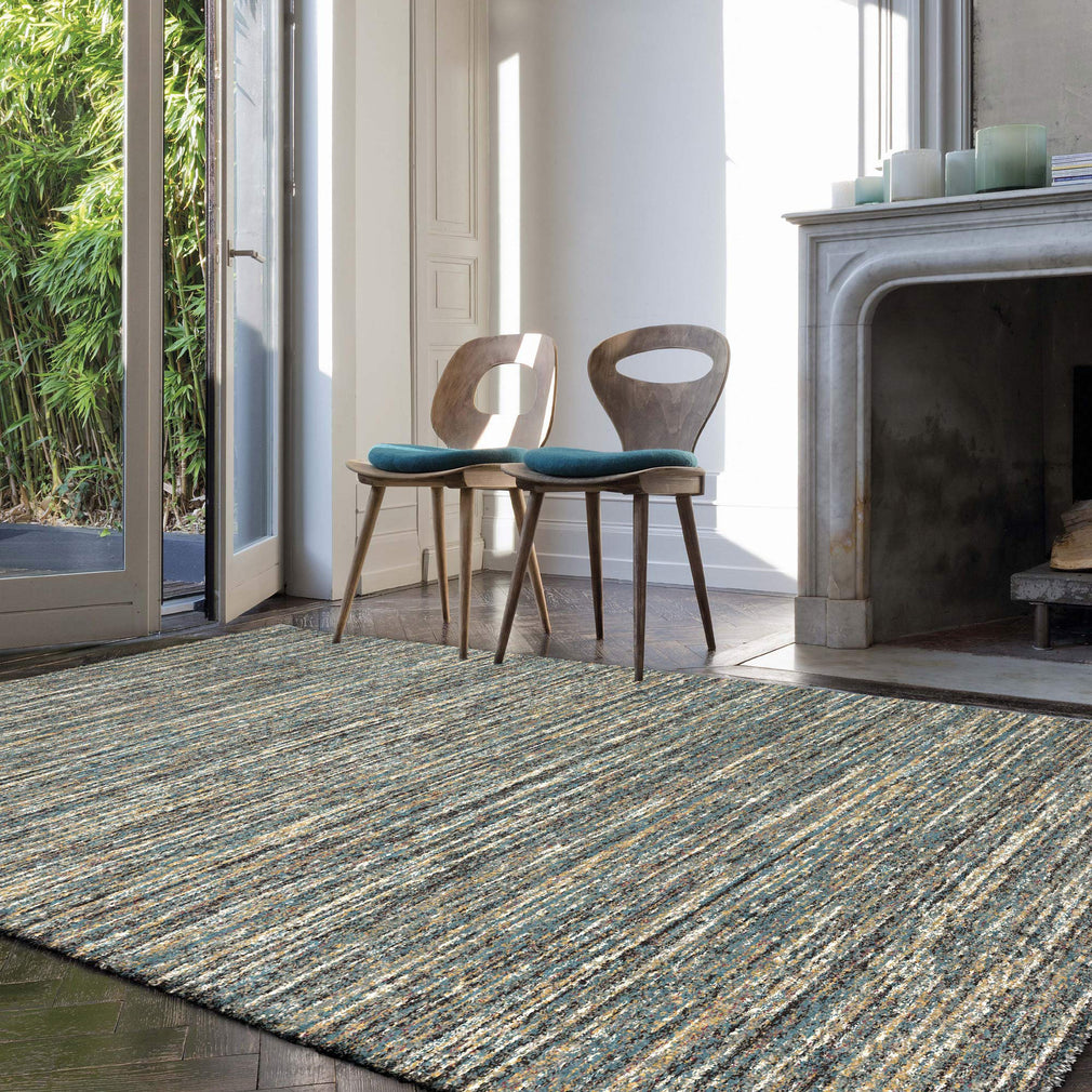 Mehari - Rug 023-0067-5949 Blue/Cream Stripe 67 x 140cm