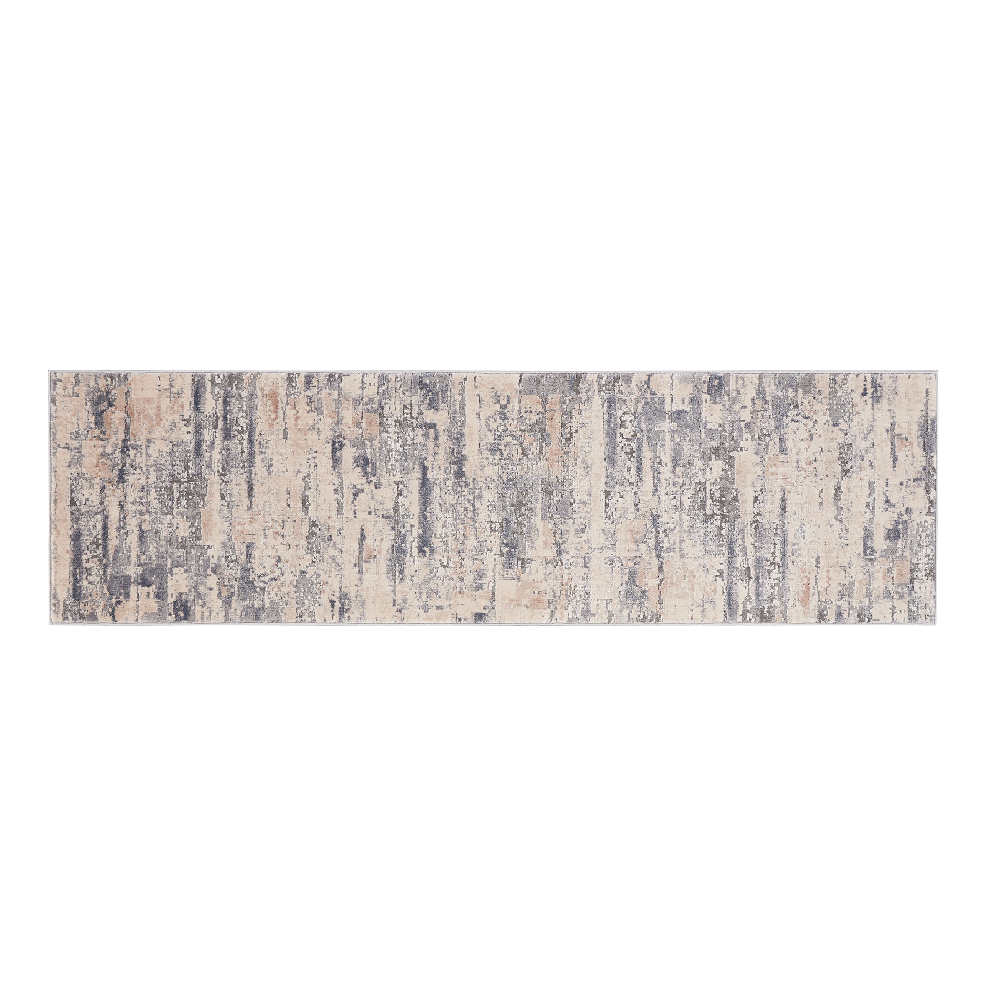 Rustic Textures - Runner Rug RUS04 Beige/Grey 66cm x 230cm