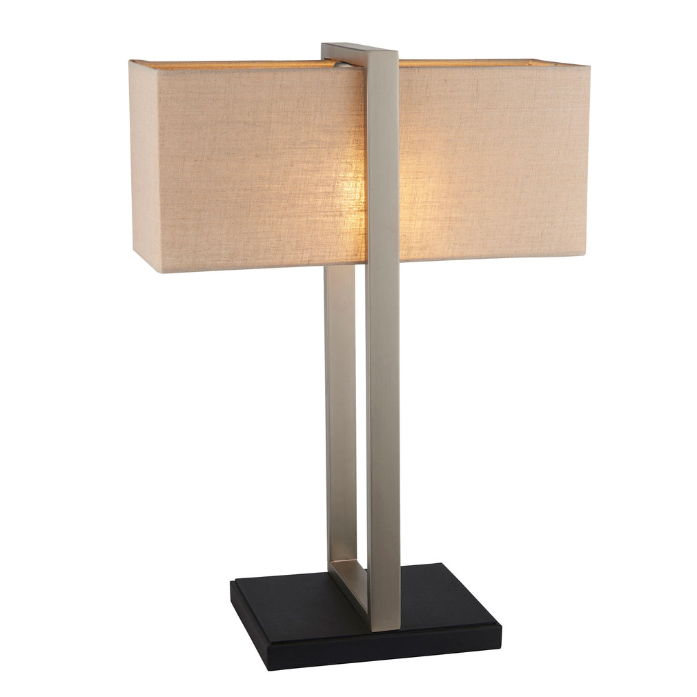 Adjunto Table Lamp Satin Nickle Natural Shade