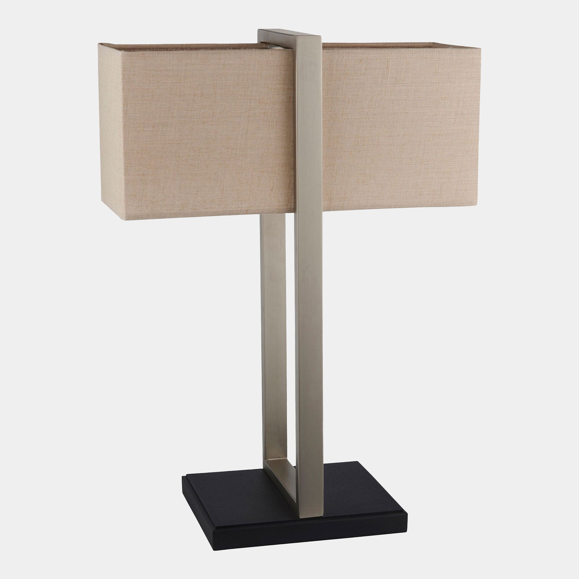 Adjunto Table Lamp Satin Nickle Natural Shade (LB)