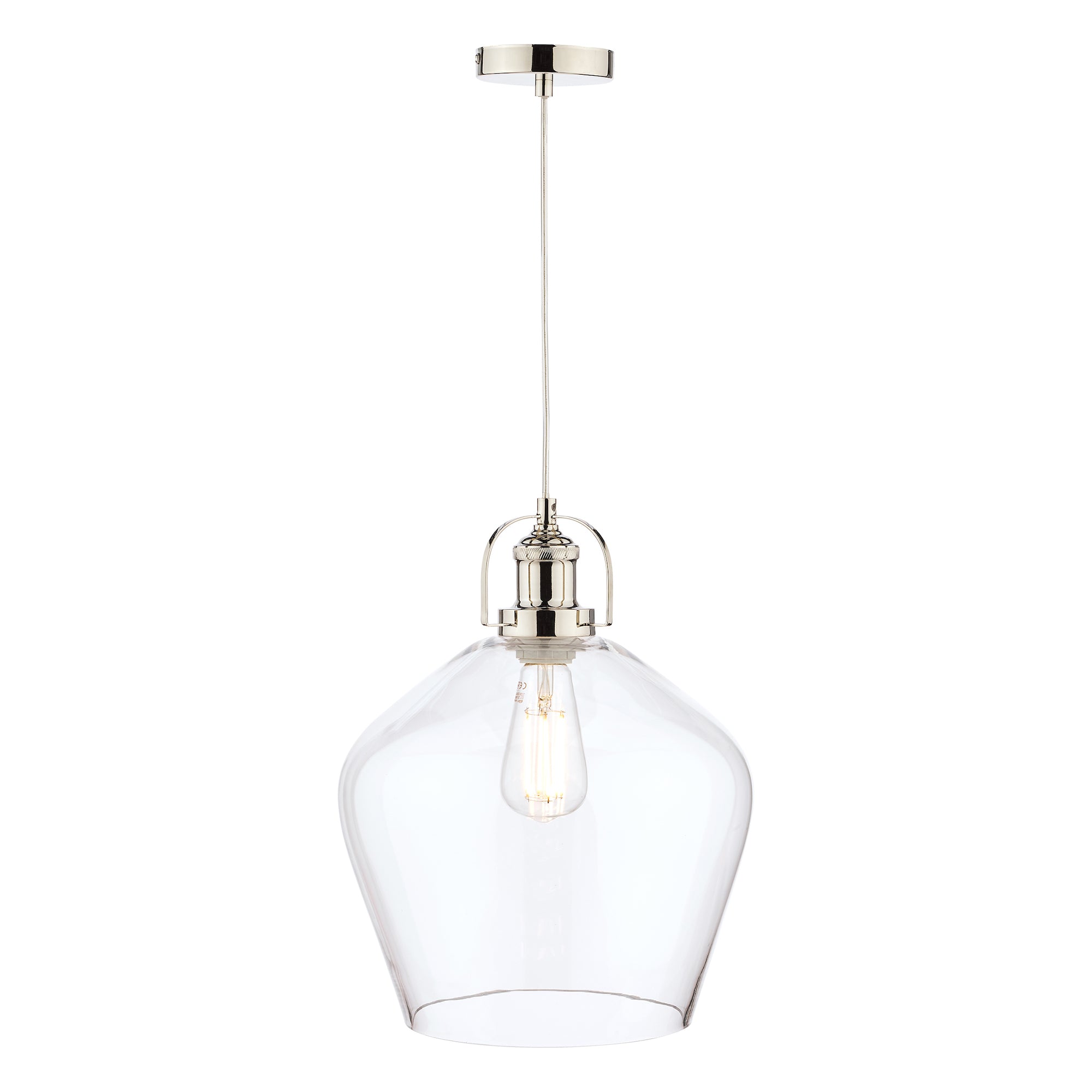 Laura Ashley Rye Pendant Polished Nickel Clear Glass