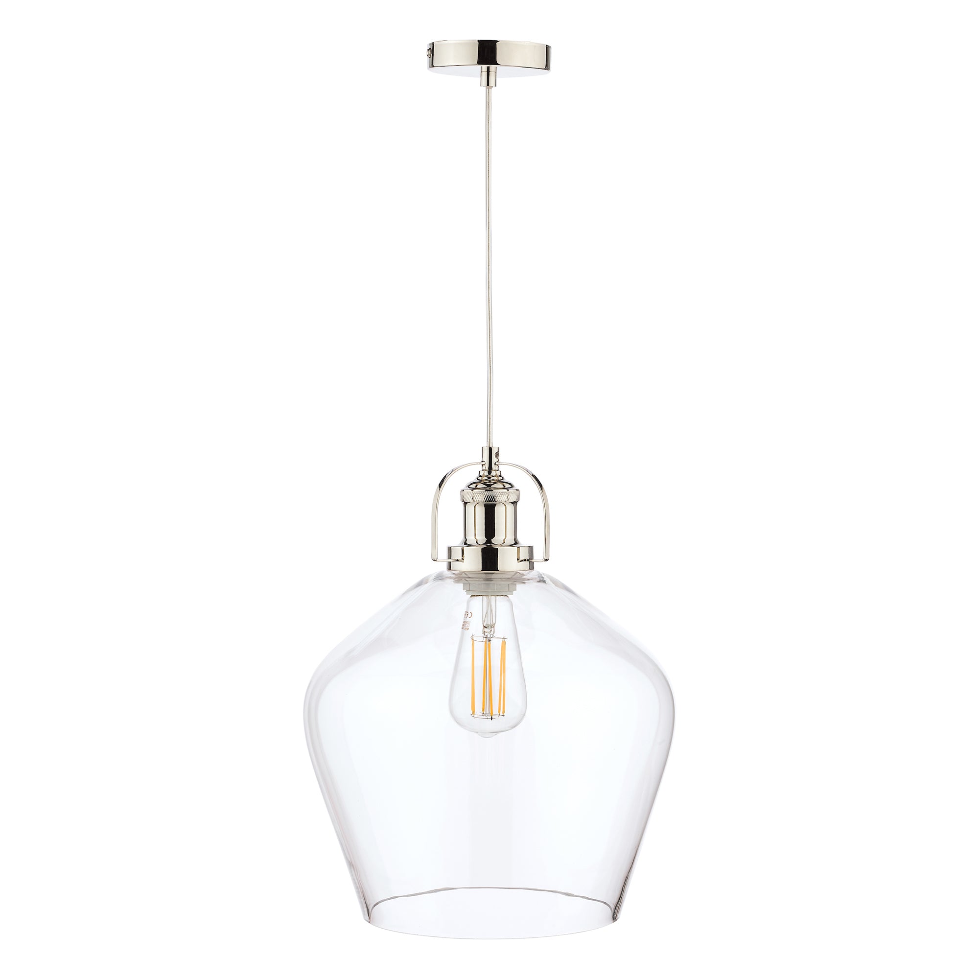 Laura Ashley Rye Pendant Polished Nickel Clear Glass