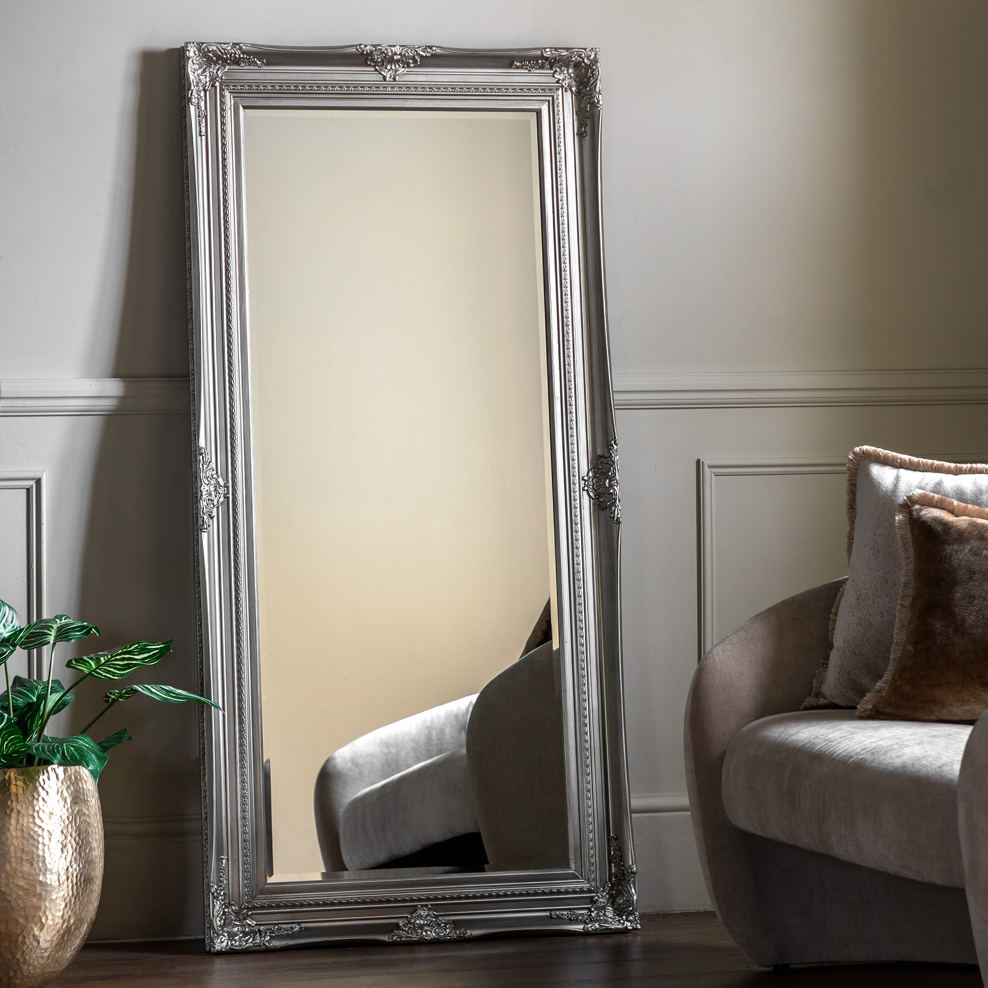 Chantilly Swept Mirror Silver 171x85cm (WG)