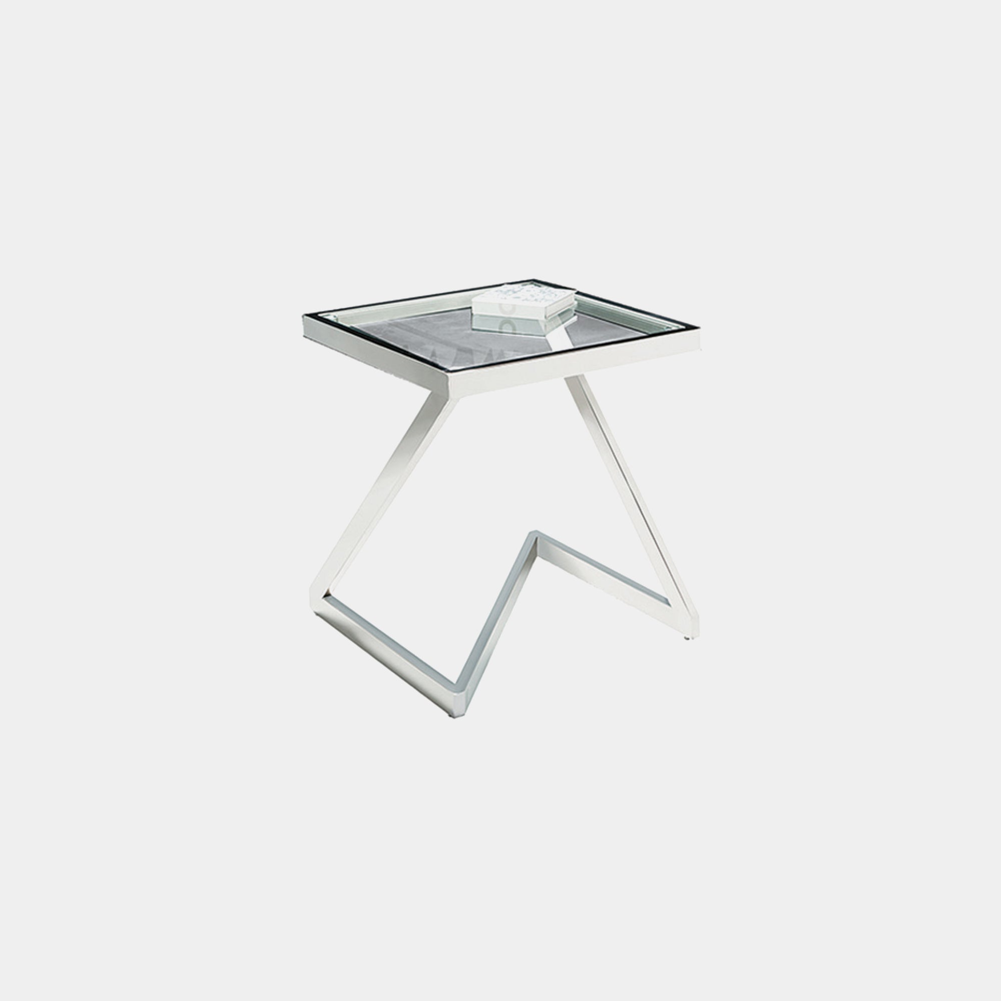 Square Lamp Table Stainless Steel/Glass