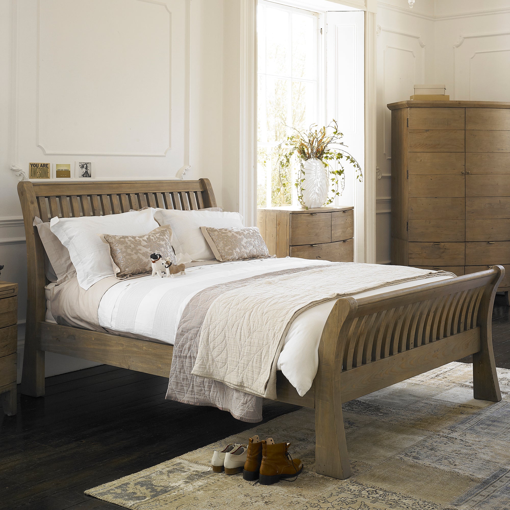 Bedside Chest, Reclaimed Timbers In Sundried Wheat Finish