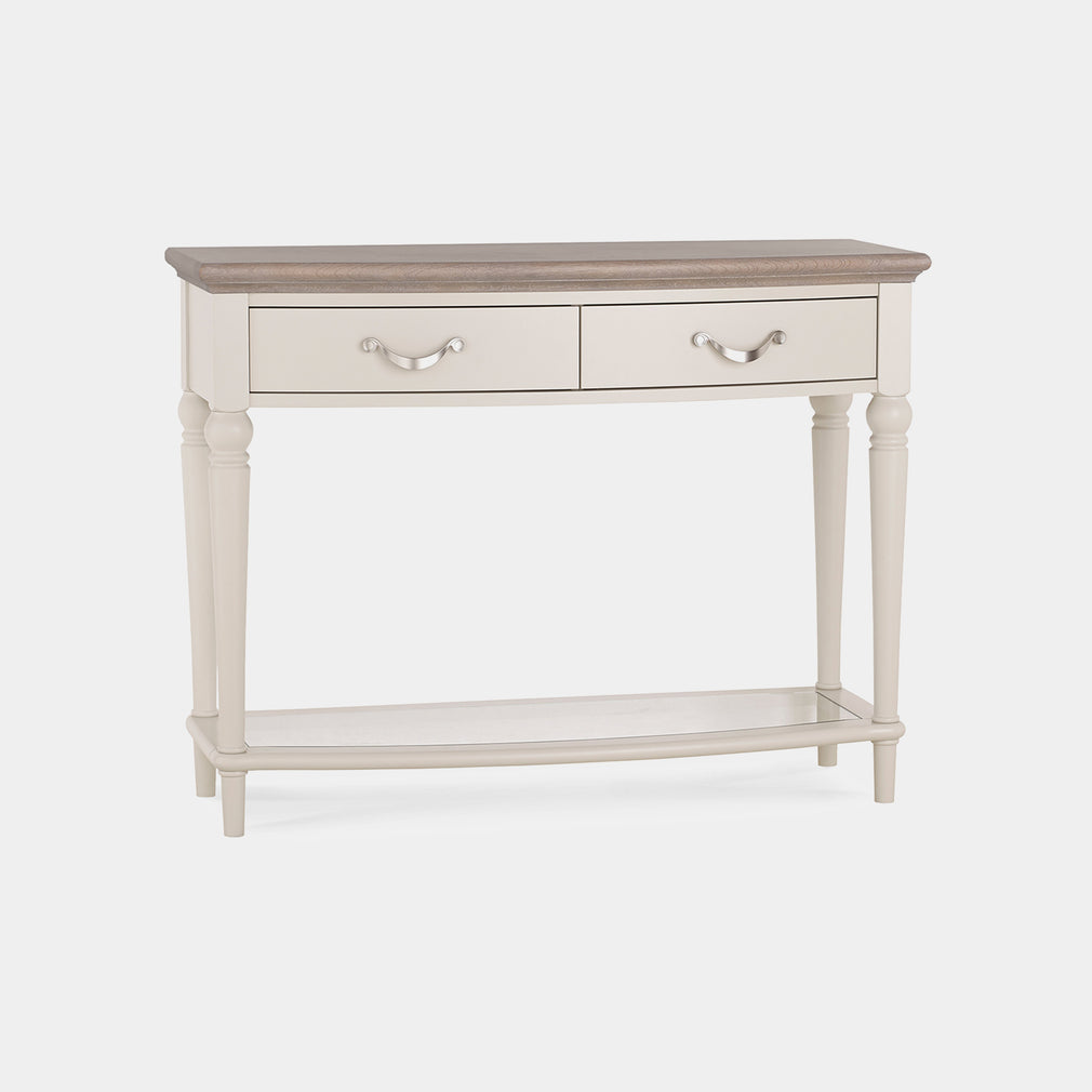 Grey Washed Oak & Soft Grey Console Table (Assembly Required)