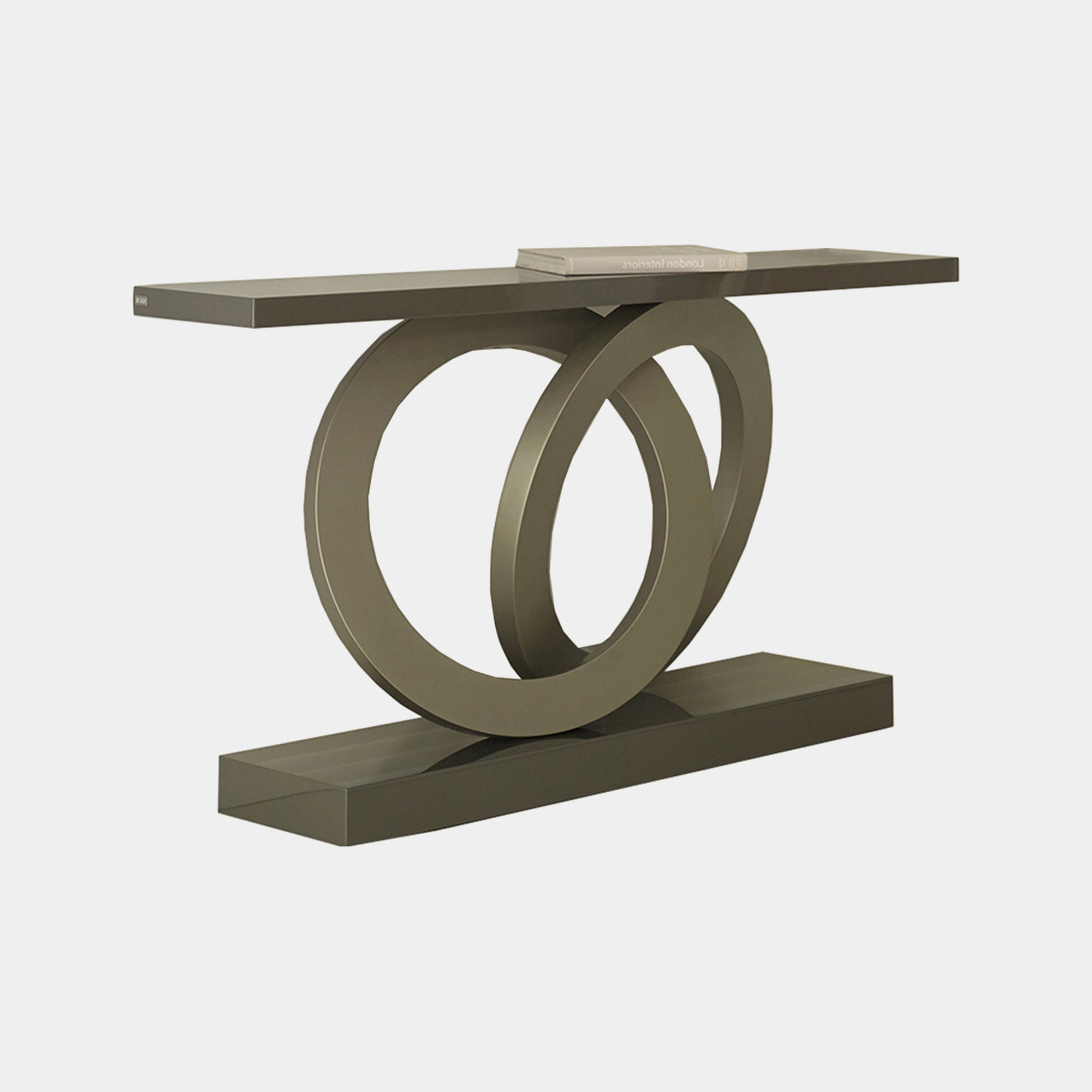 Rovella - Console Table In High Gloss Lacquer With Matt Lacquer Rings