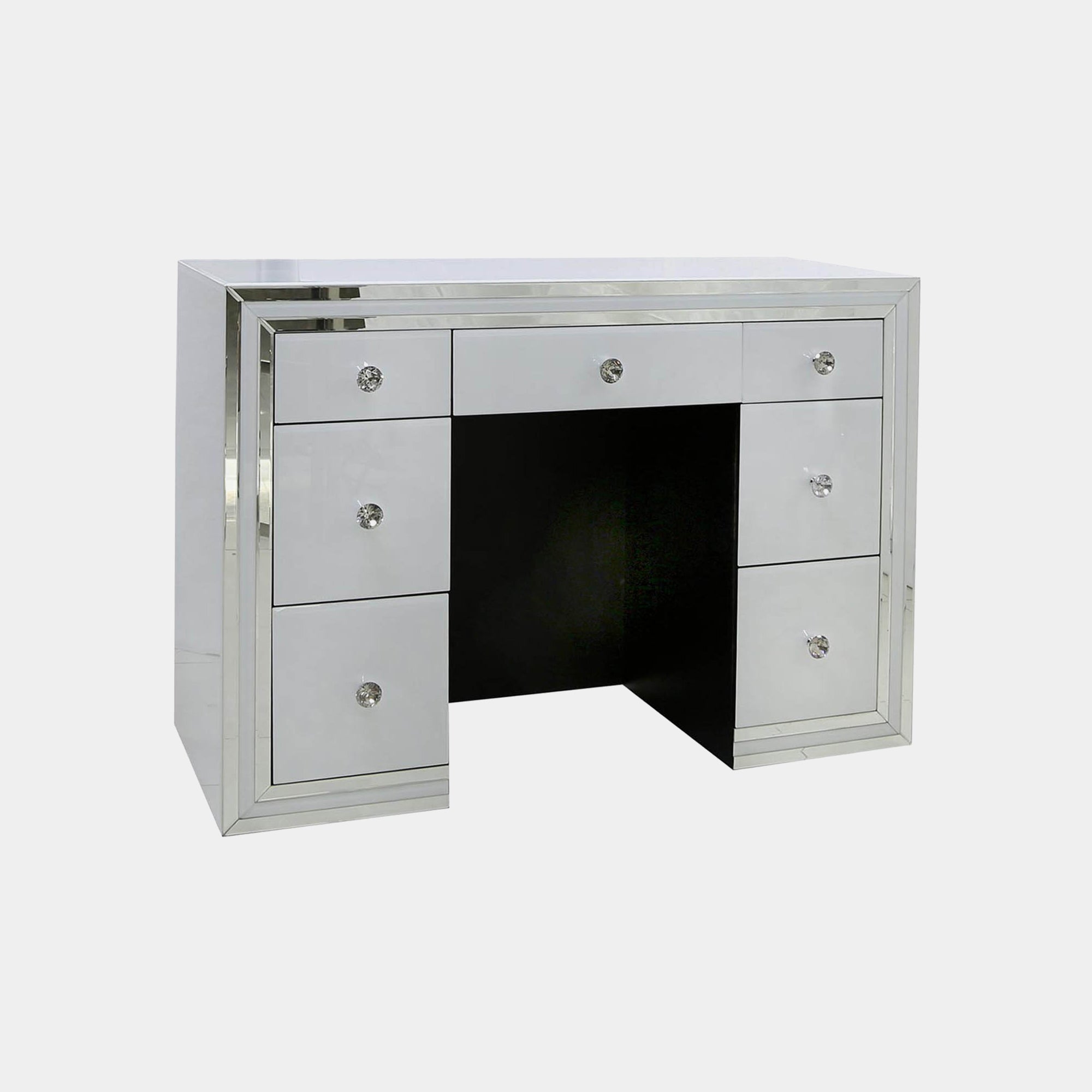 Madison - 7 Drawer Dressing Table White Clear & Mirror Finish