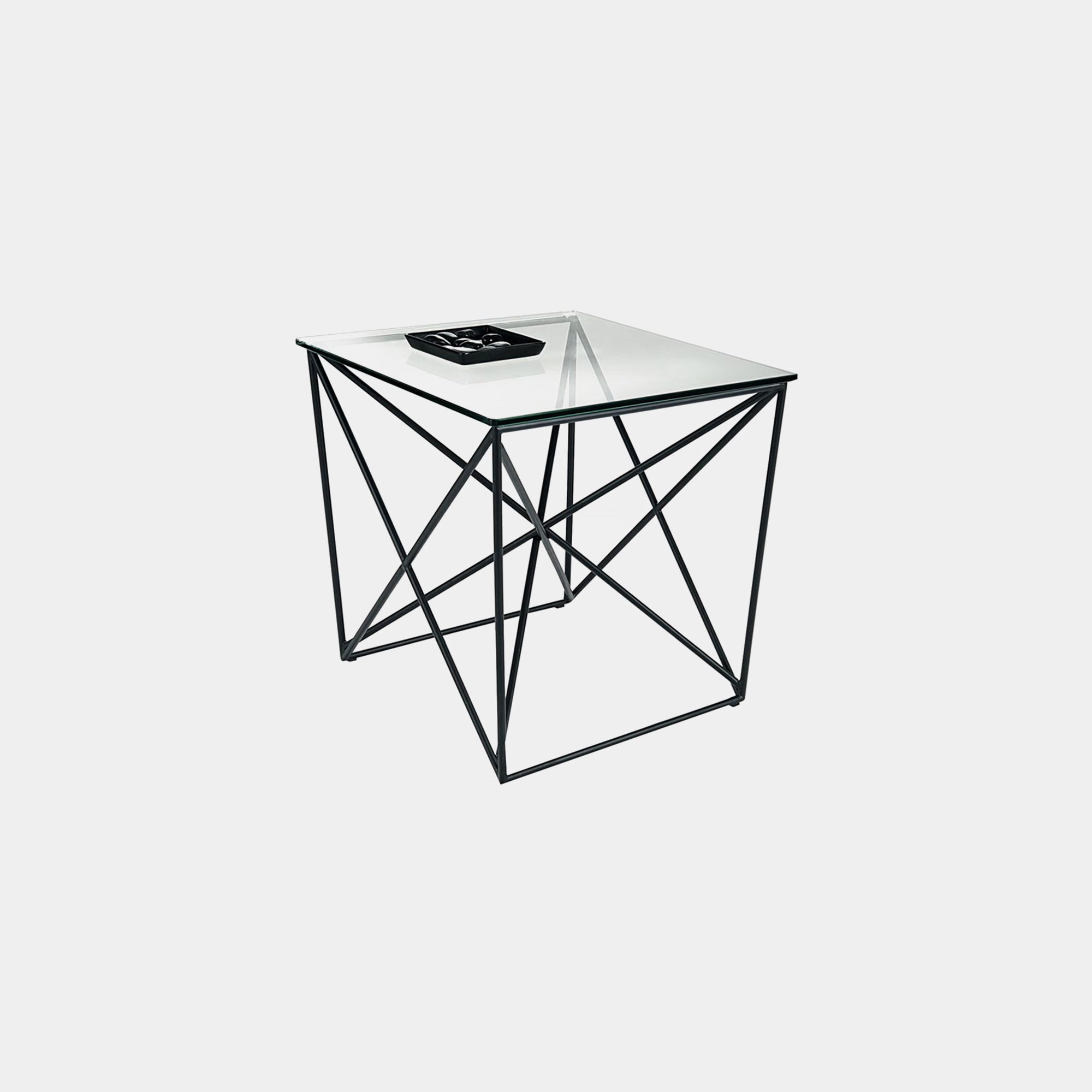 Atlas - Lamp Table Black/Glass Finish