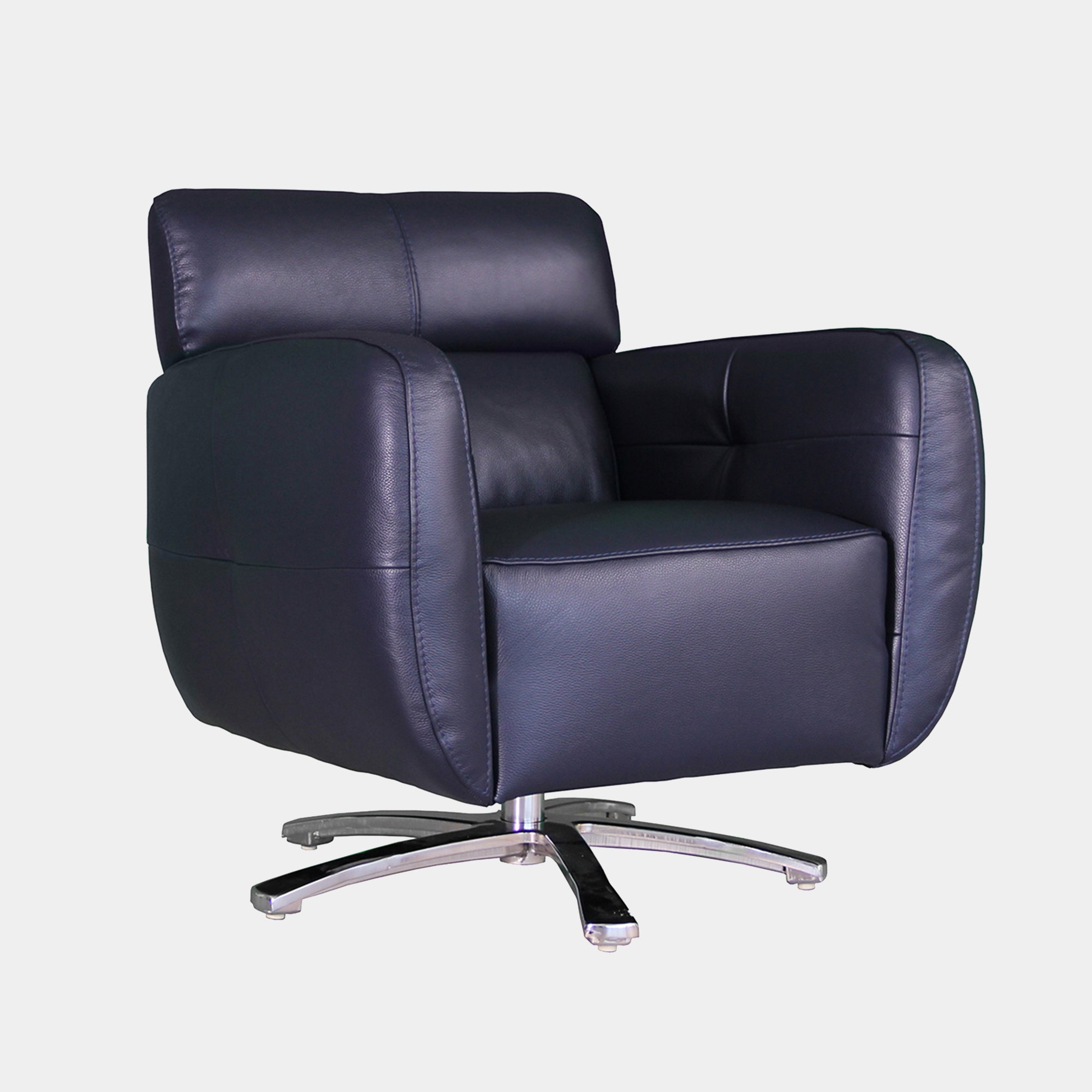 Swivel Chair with Chrome Frame In Leather Cat 20 L/Split