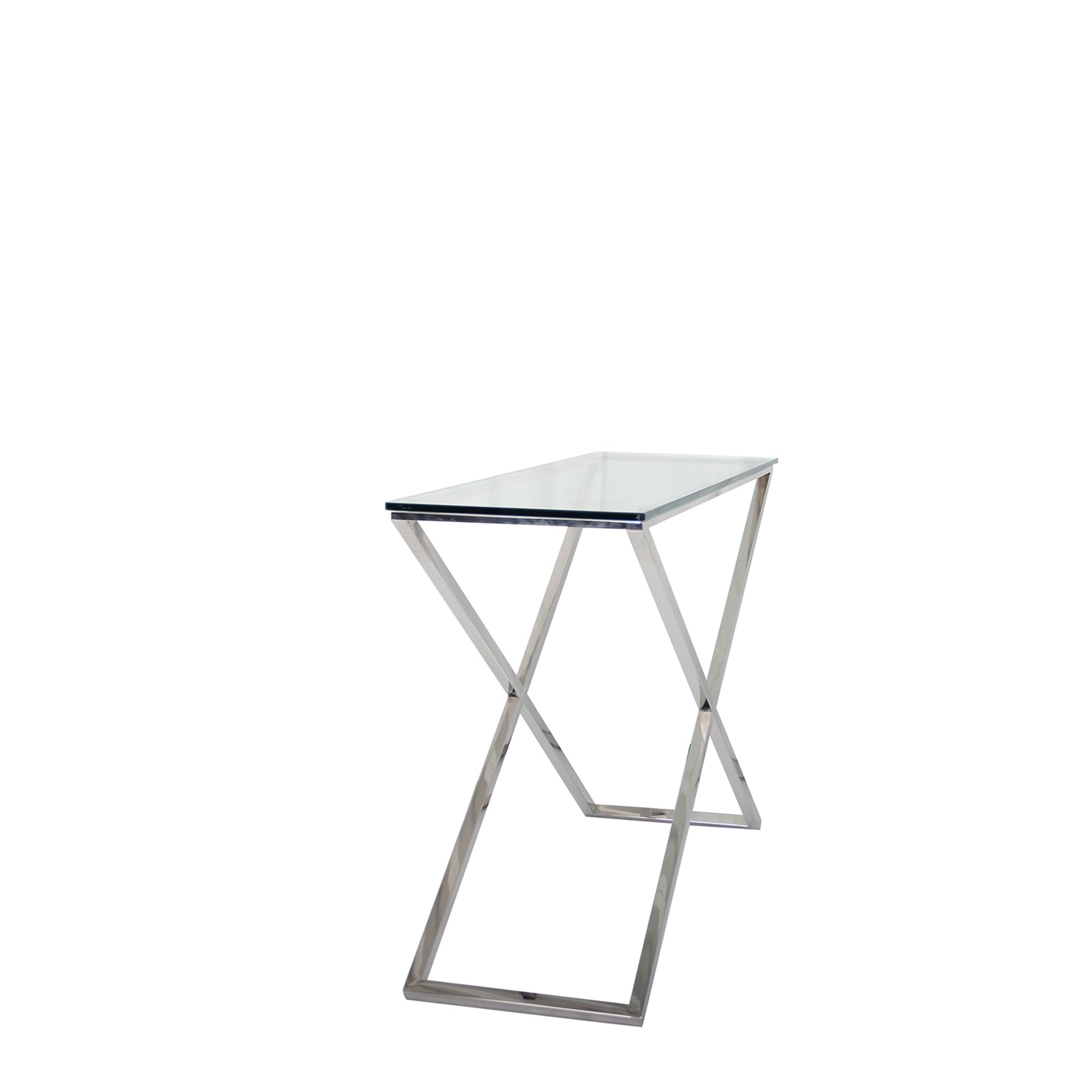 Console Table With Clear Glass Top/Stainless Steel