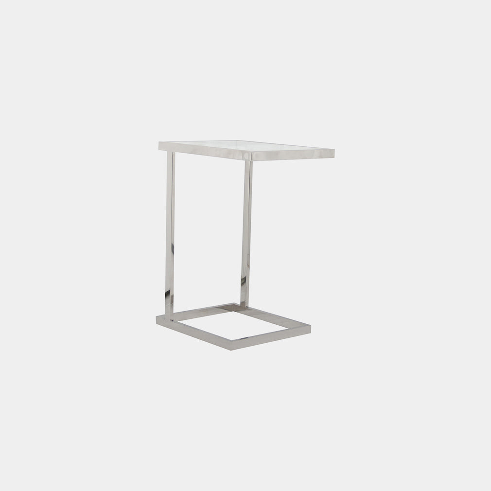 Trento - End Table With Clear Glass Top/Stainless Steel