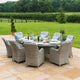 Oyster Bay - 8 Seat Oval Garden Dining Set with Ice Bucket - Light Grey