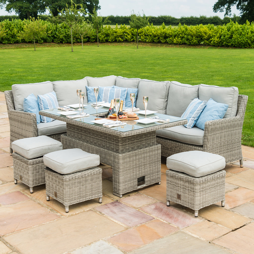 Oyster Bay - Corner Garden Dining Set with Rising Table Including Ice Bucket