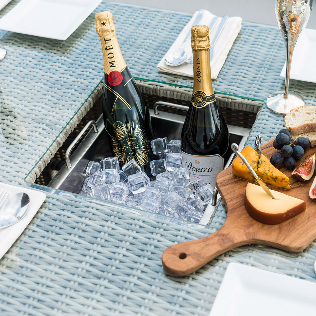 Oyster Bay - Corner Garden Dining Set with Rising Table Including Ice Bucket