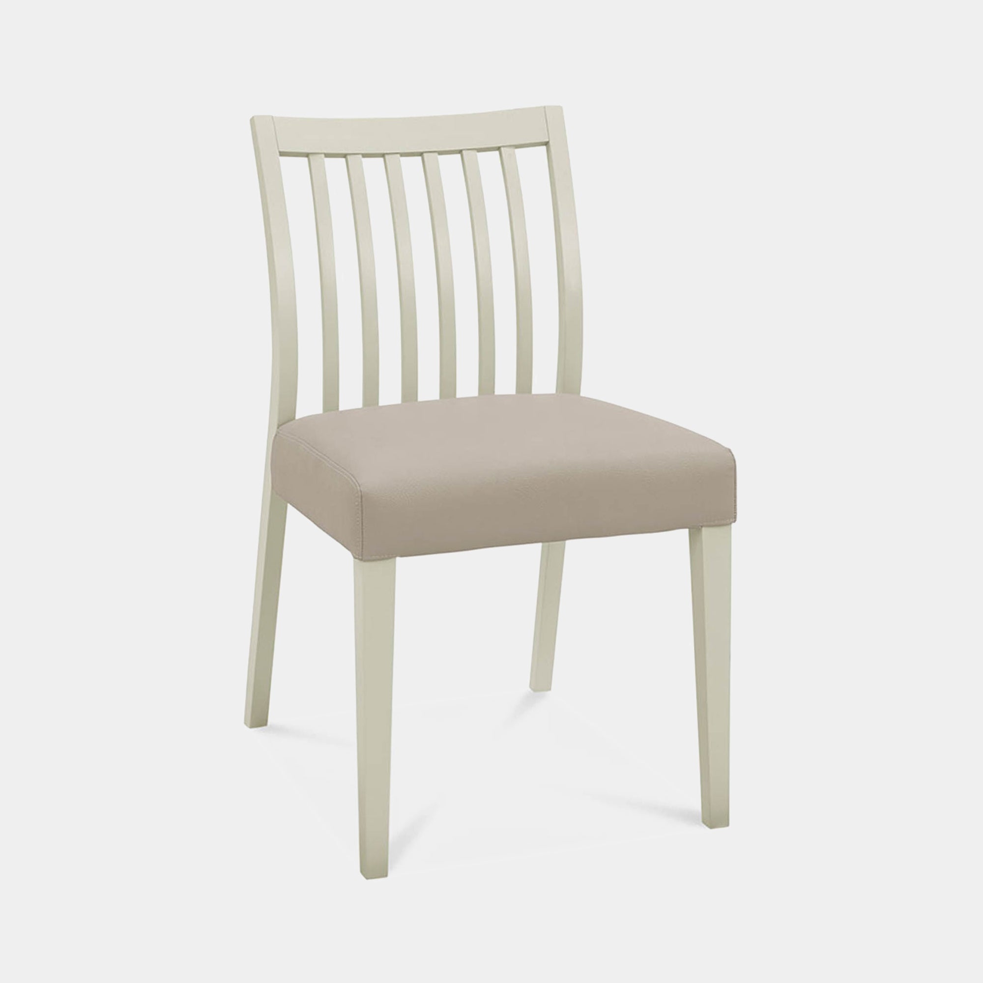 Bremen - Low Slat Back Dining Chair In Washed Grey With Grey Bonded Leather