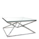 Rhombus - Coffee Table With Clear Glass Top Stainless Steel Frame
