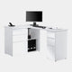 Corner Computer Desk In Icy White High Gloss With Painted White Top (Self Assembly Required)