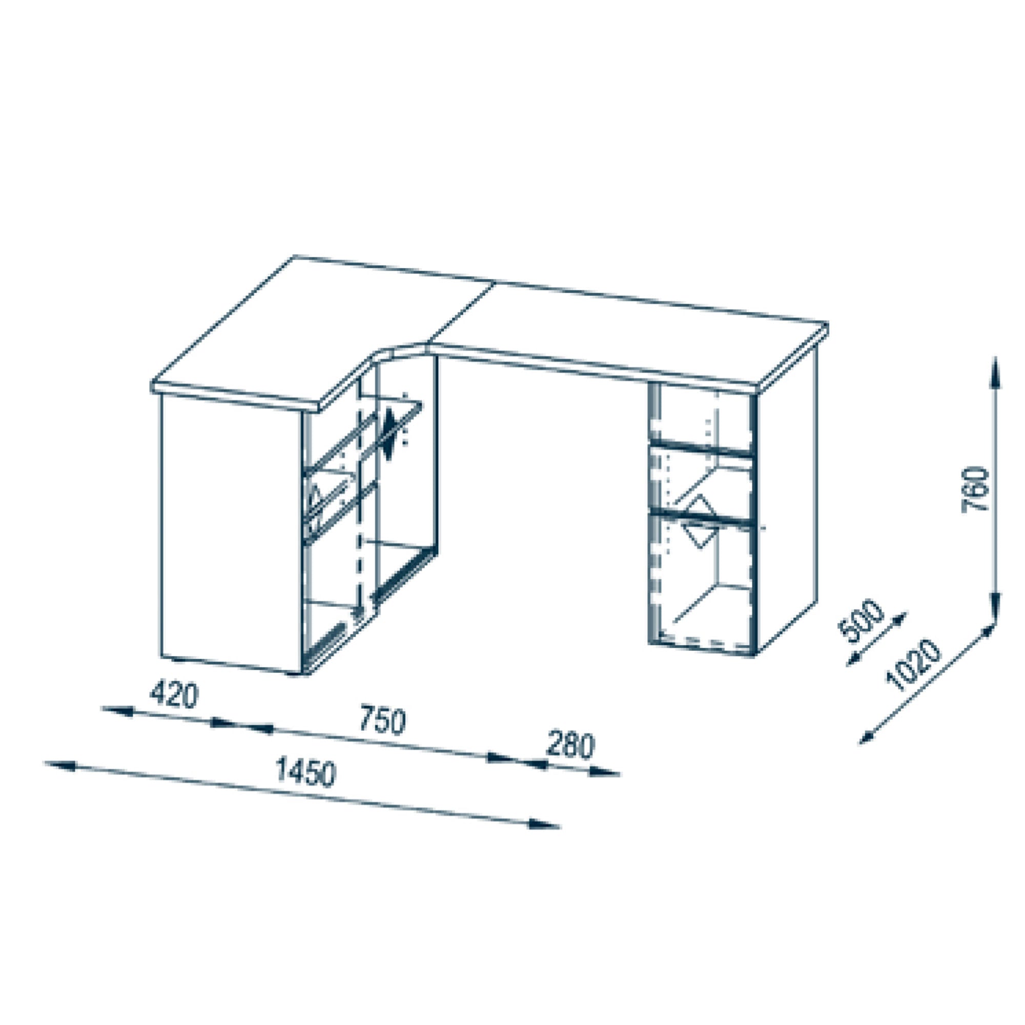 Corner Computer Desk In Icy White High Gloss With Painted White Top (Self Assembly Required)