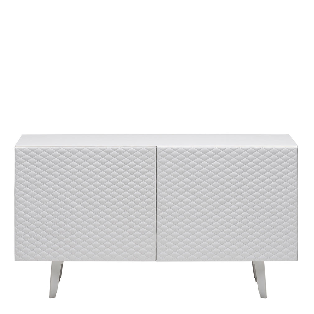 2 Door Sideboard In GF69 Graphite Structure & Soft Leather Doors