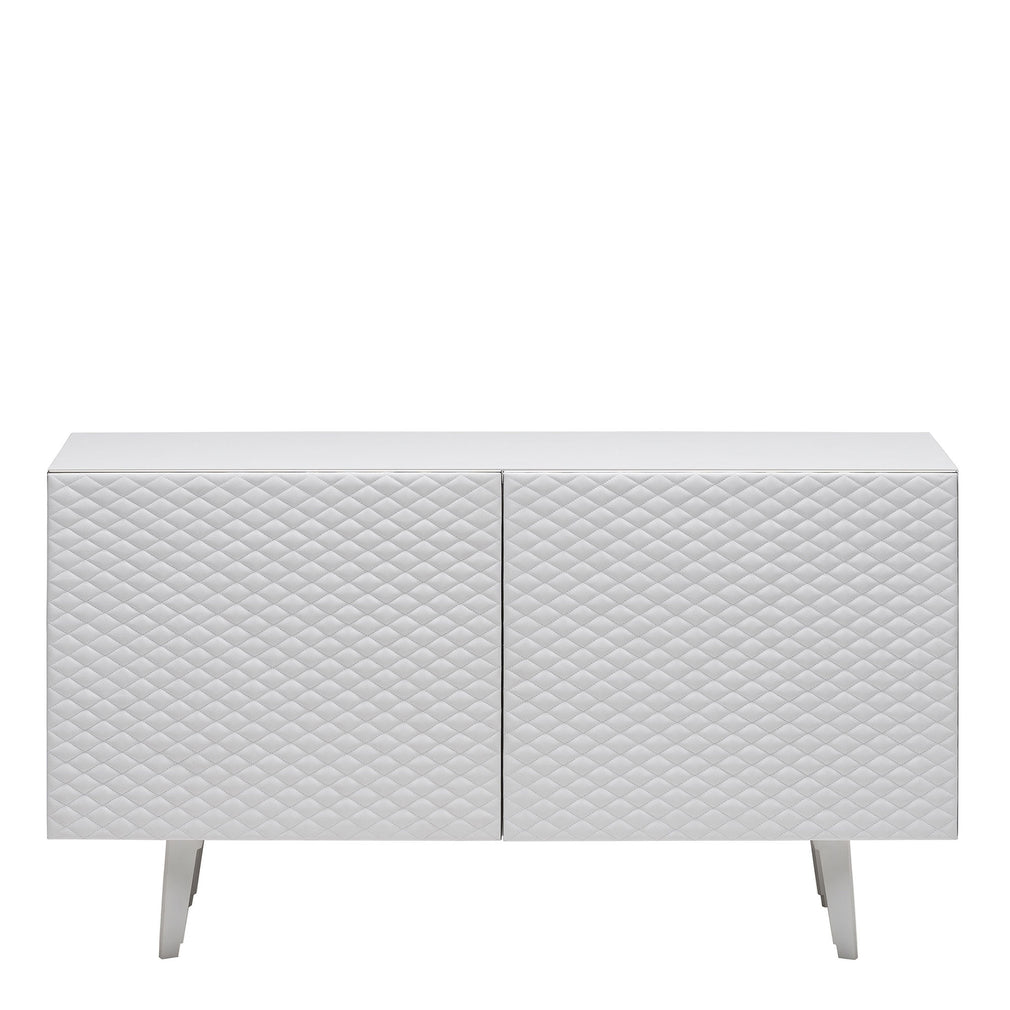 2 Door Sideboard In GF69 Graphite Structure & Soft Leather Doors