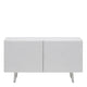 2 Door Sideboard In GF69 Graphite Structure & Soft Leather Doors