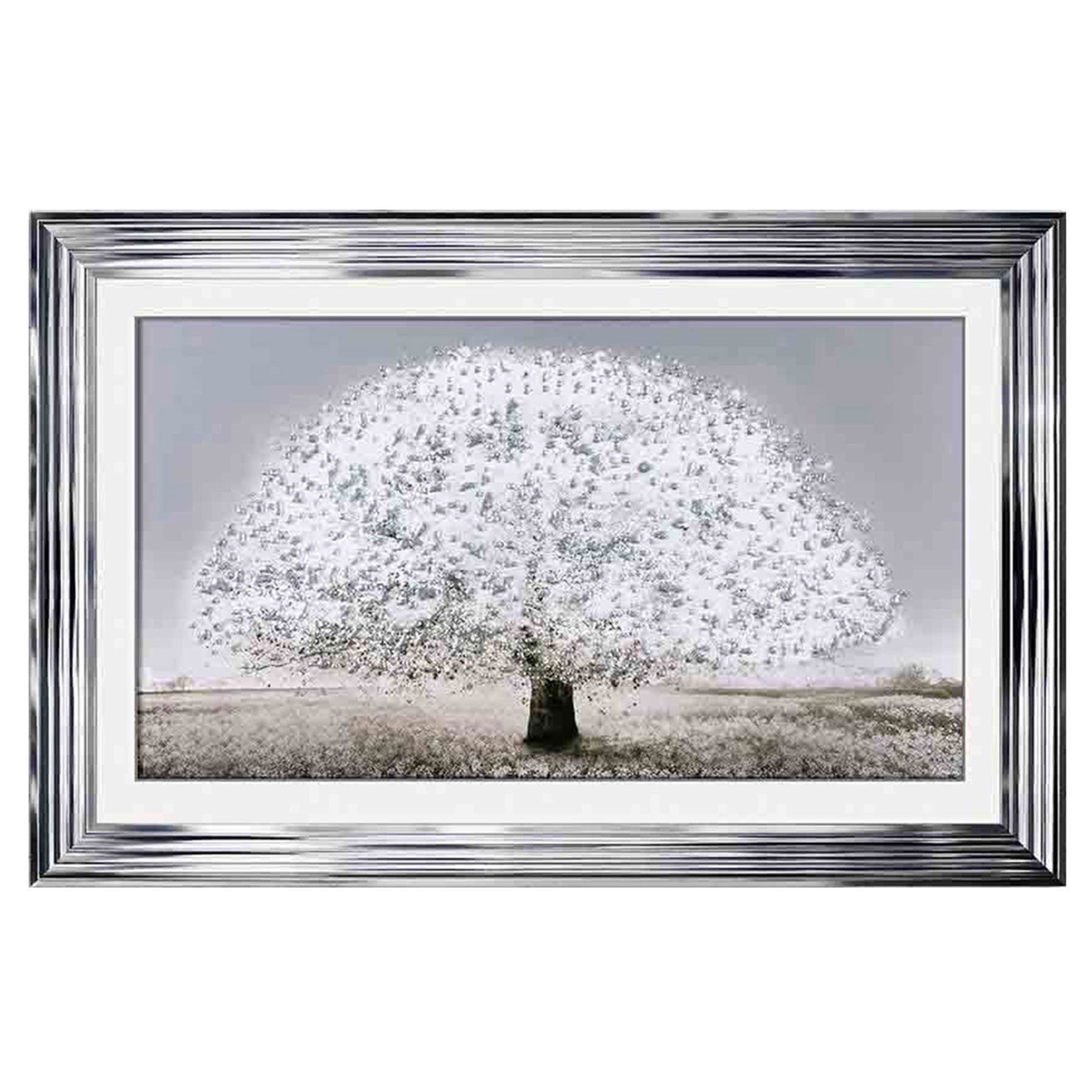 Blossom Tree Liquid Art Chrome Stepped Frame