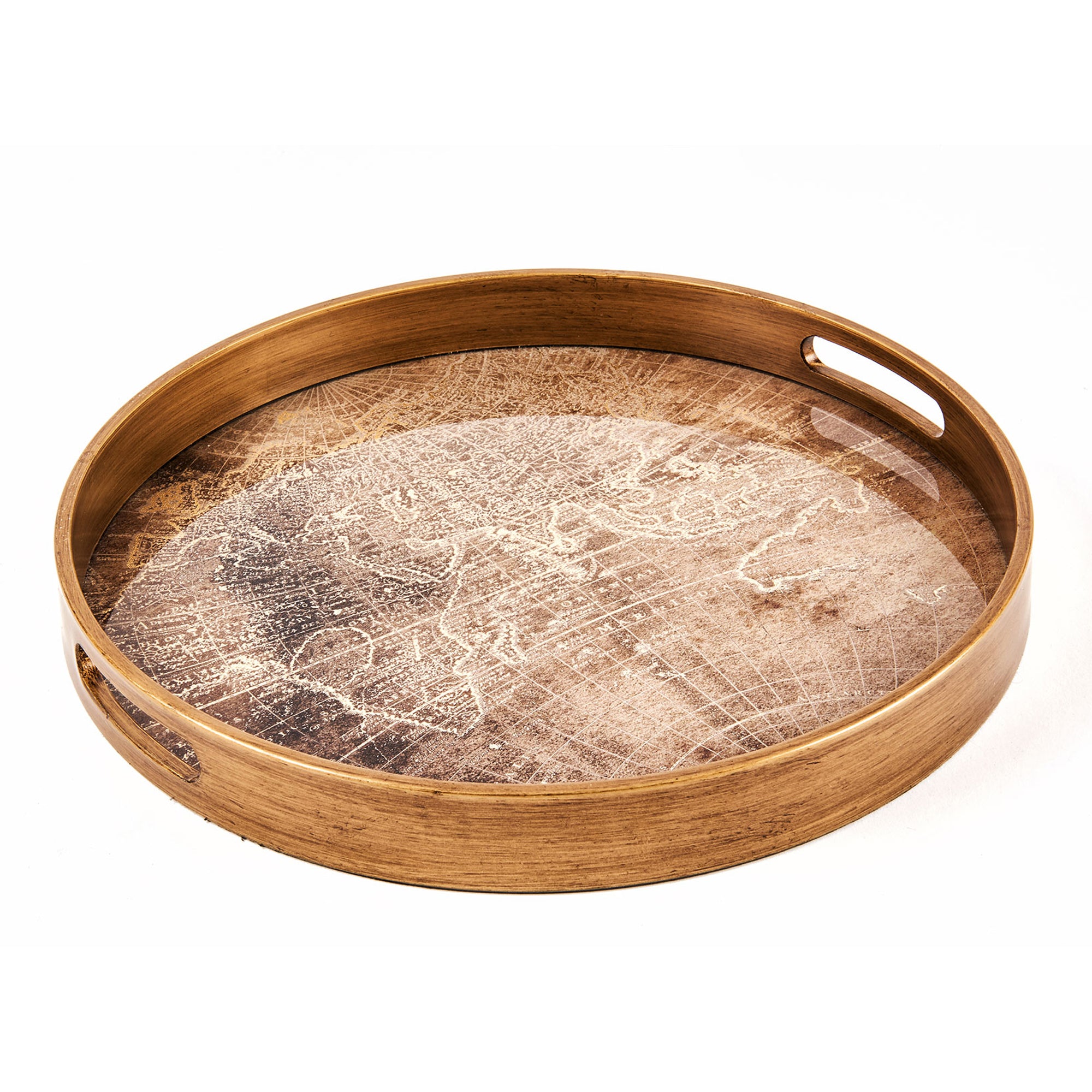 World Map Tray - Antique Gold