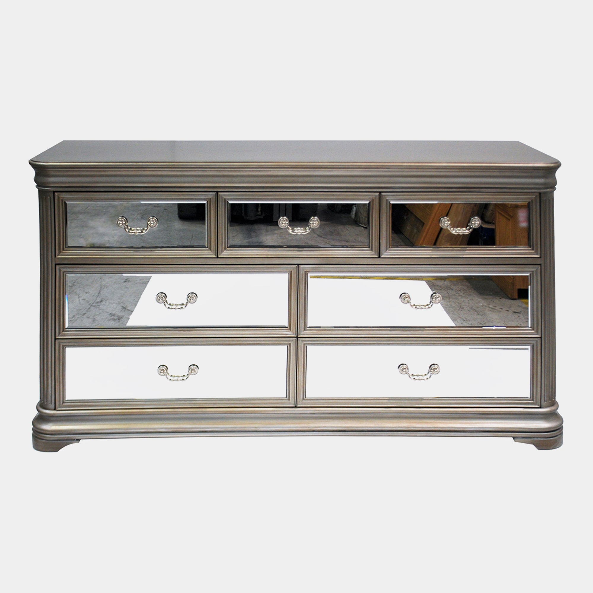Royale - Wide 7 Drawer Chest Eucalyptus With Mirror Front
