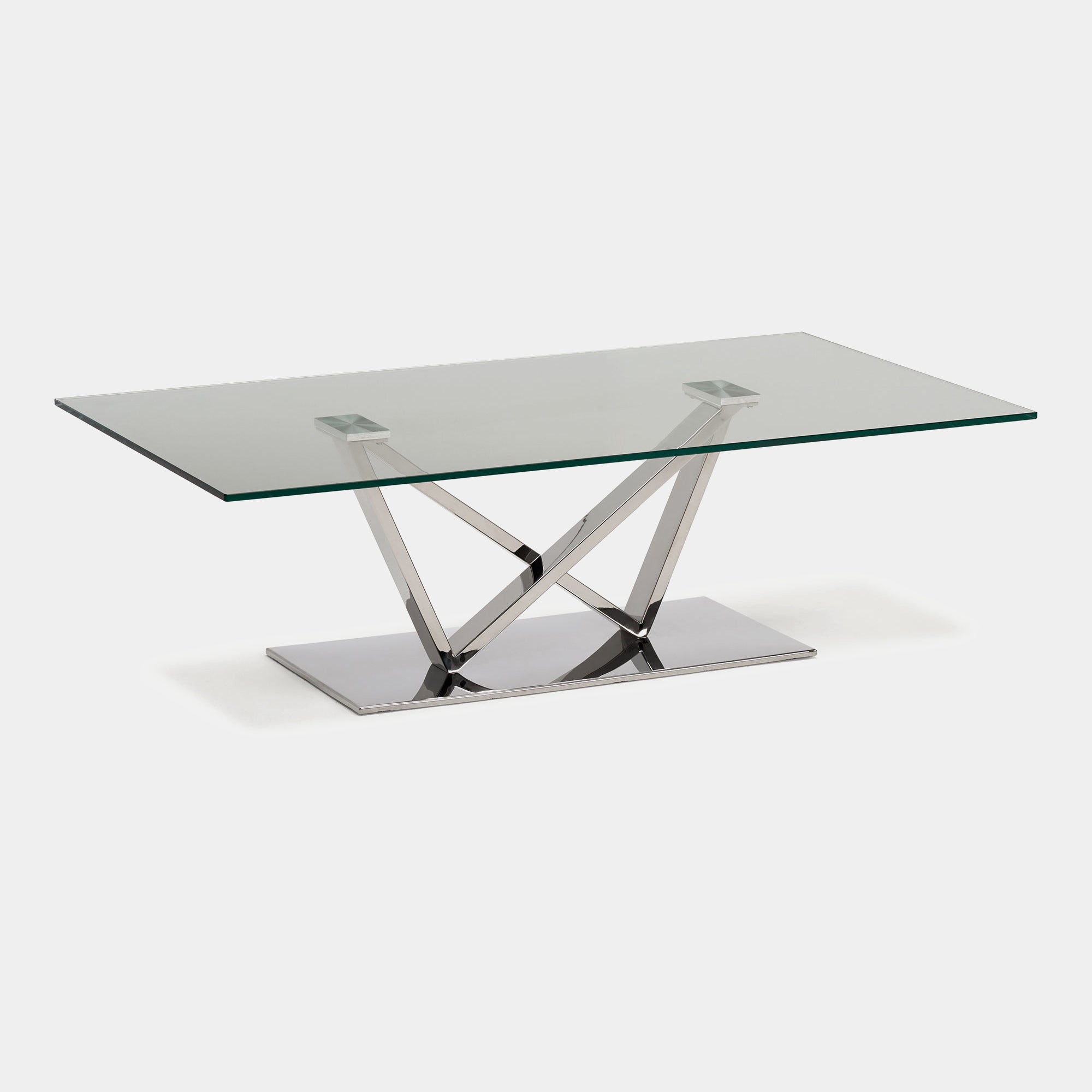 Sirocco - Coffee Table With Clear Toughened Glass Top & Stainless Steel Frame