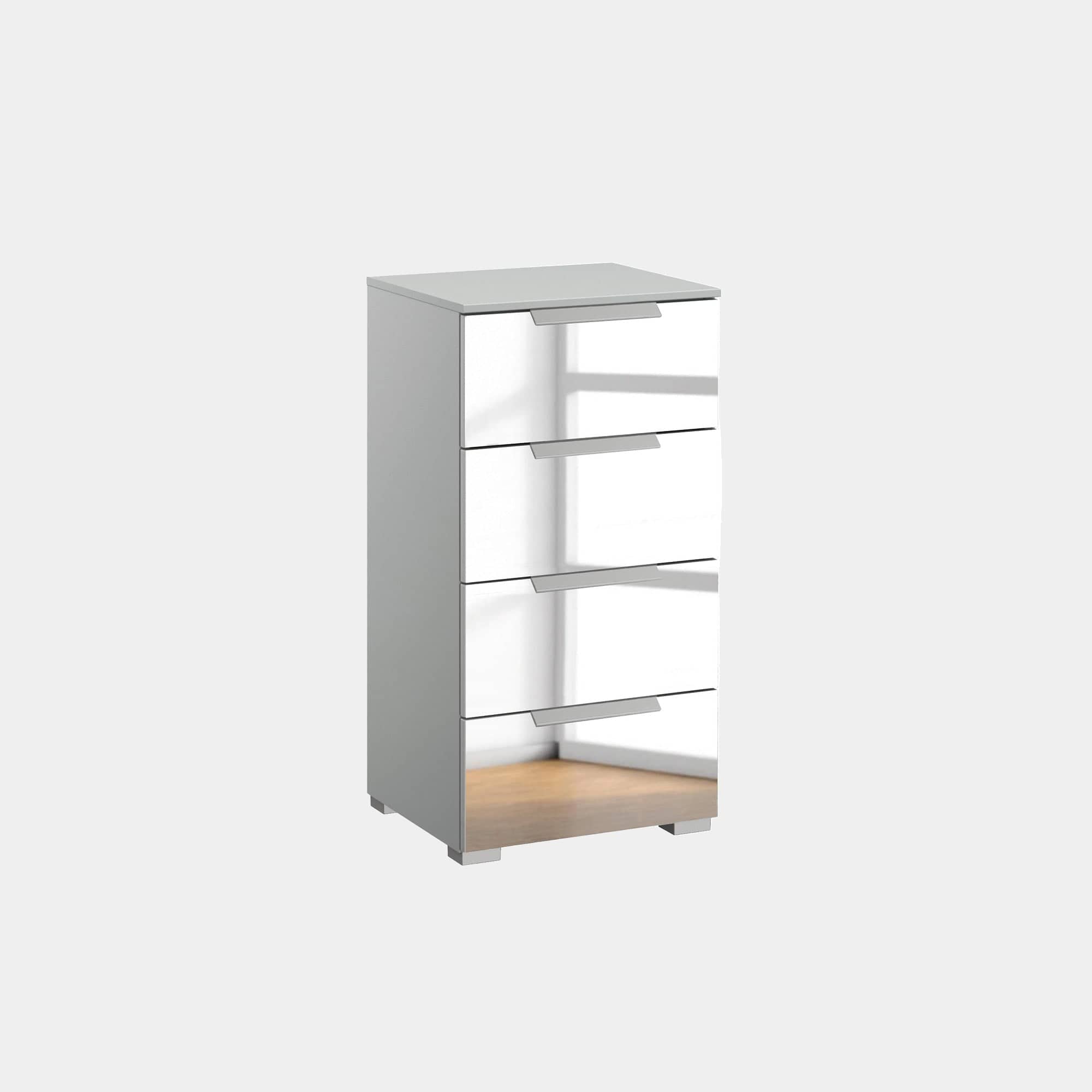 6S25 40cm 4 Drawer Narrow Chest With Mirrored Glass Front