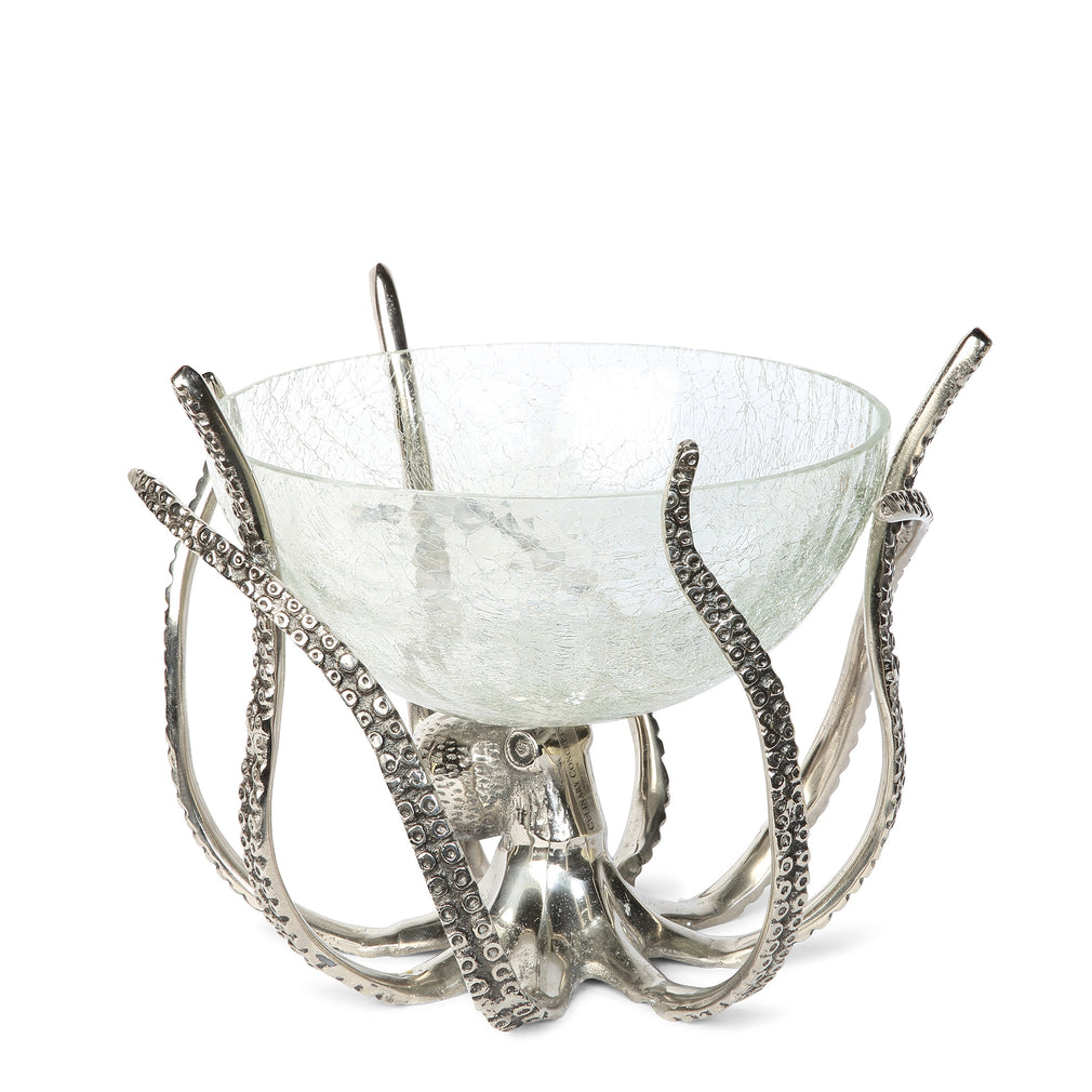 Octopus Stand and Crackle Glass Bowl