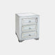 3 Drawer Bedside Chest  Mirrored Silver & White