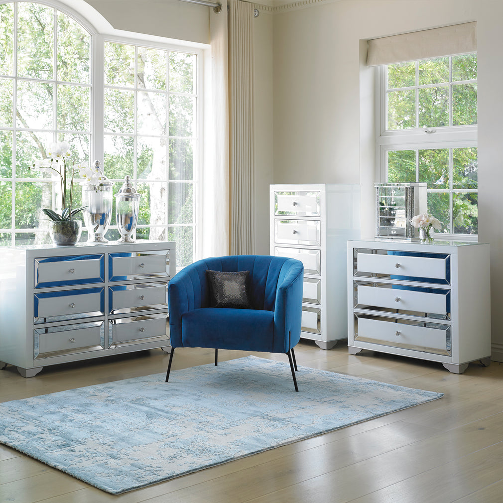 Dressing Table Mirrored Silver & White