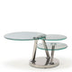 Monet  - Swivel Coffee Table Clear Glass Stainless Steel Base