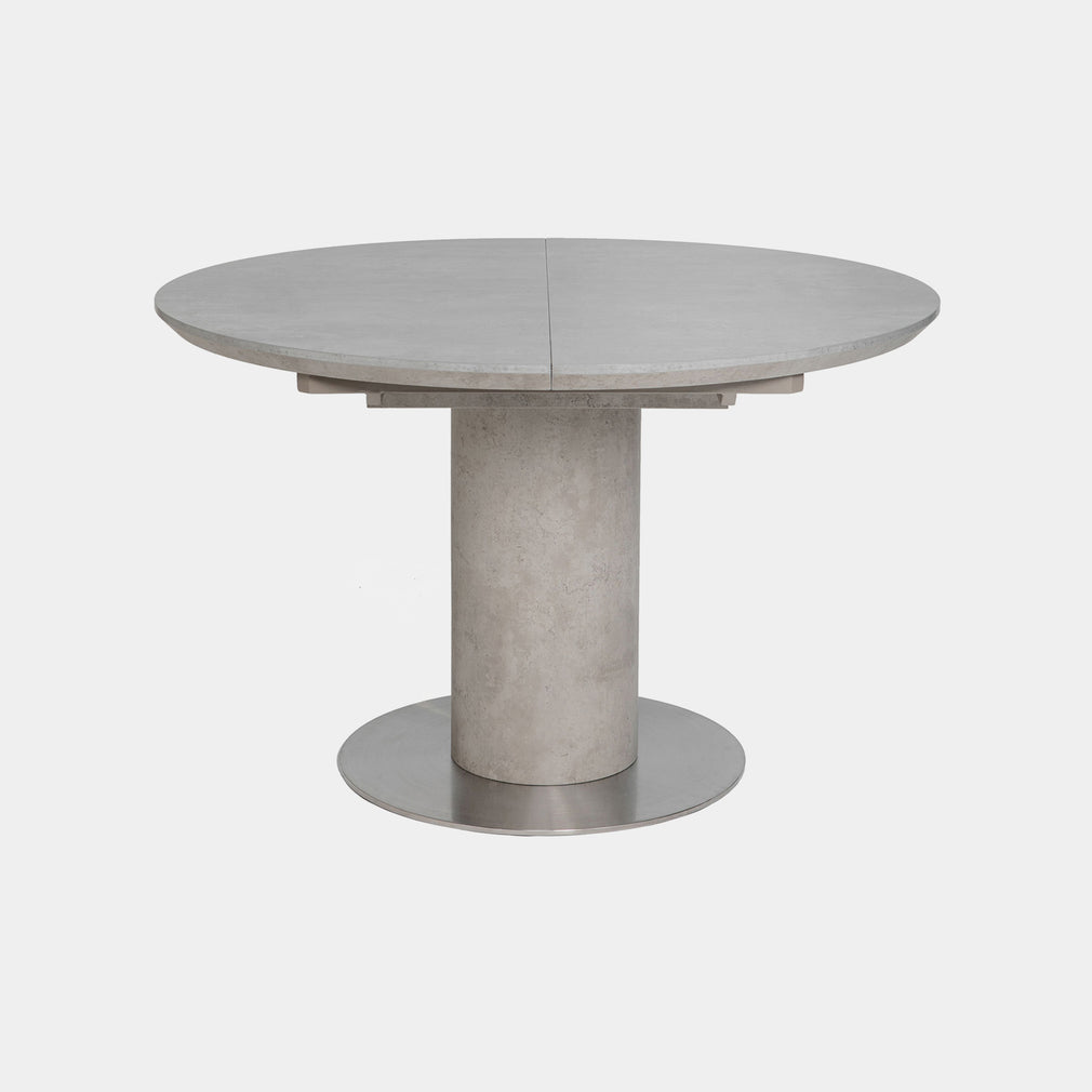 120cm Circular Ext. Table Concrete Effect Finish