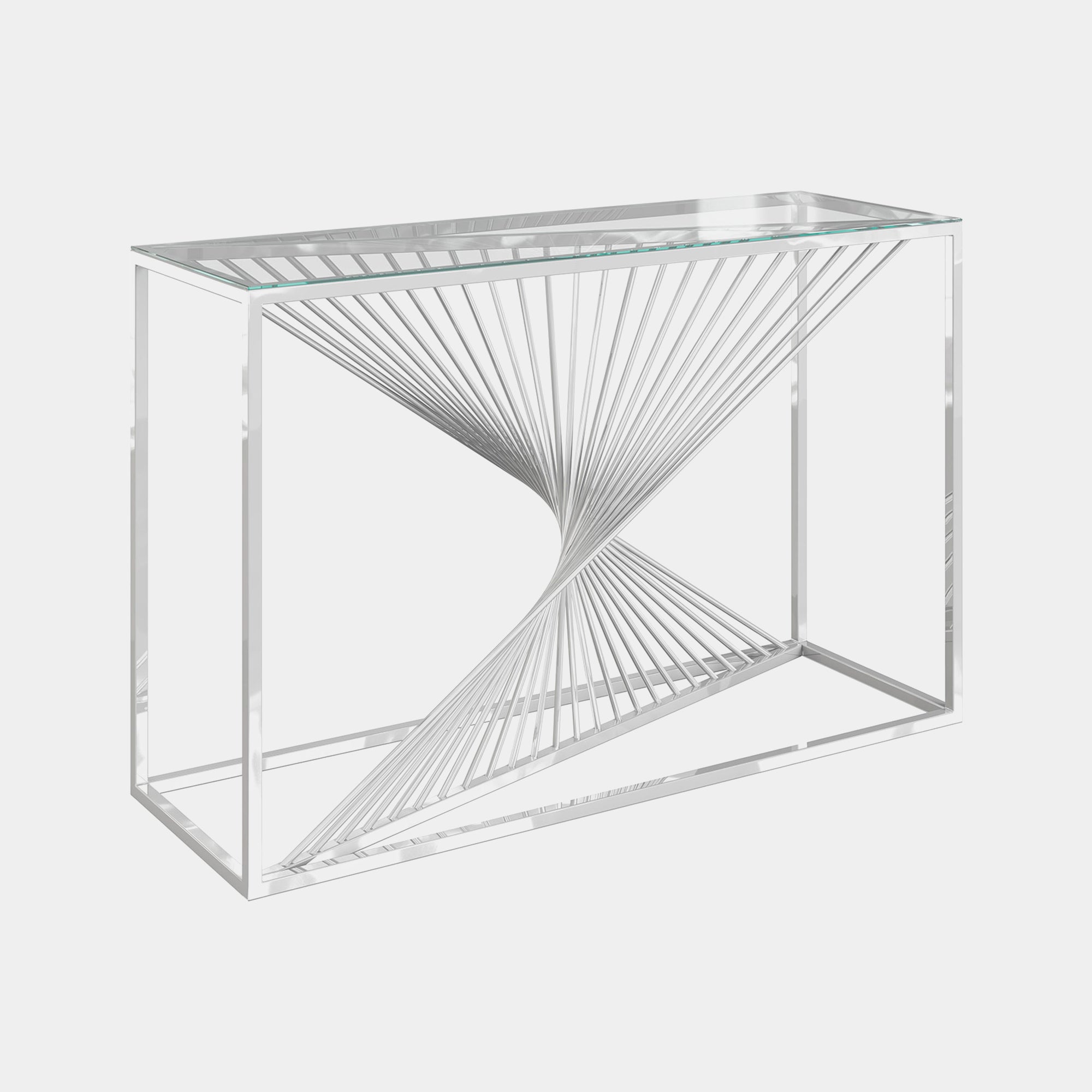 Modrian - Console Table Clear Glass & Polished Stainless Steel