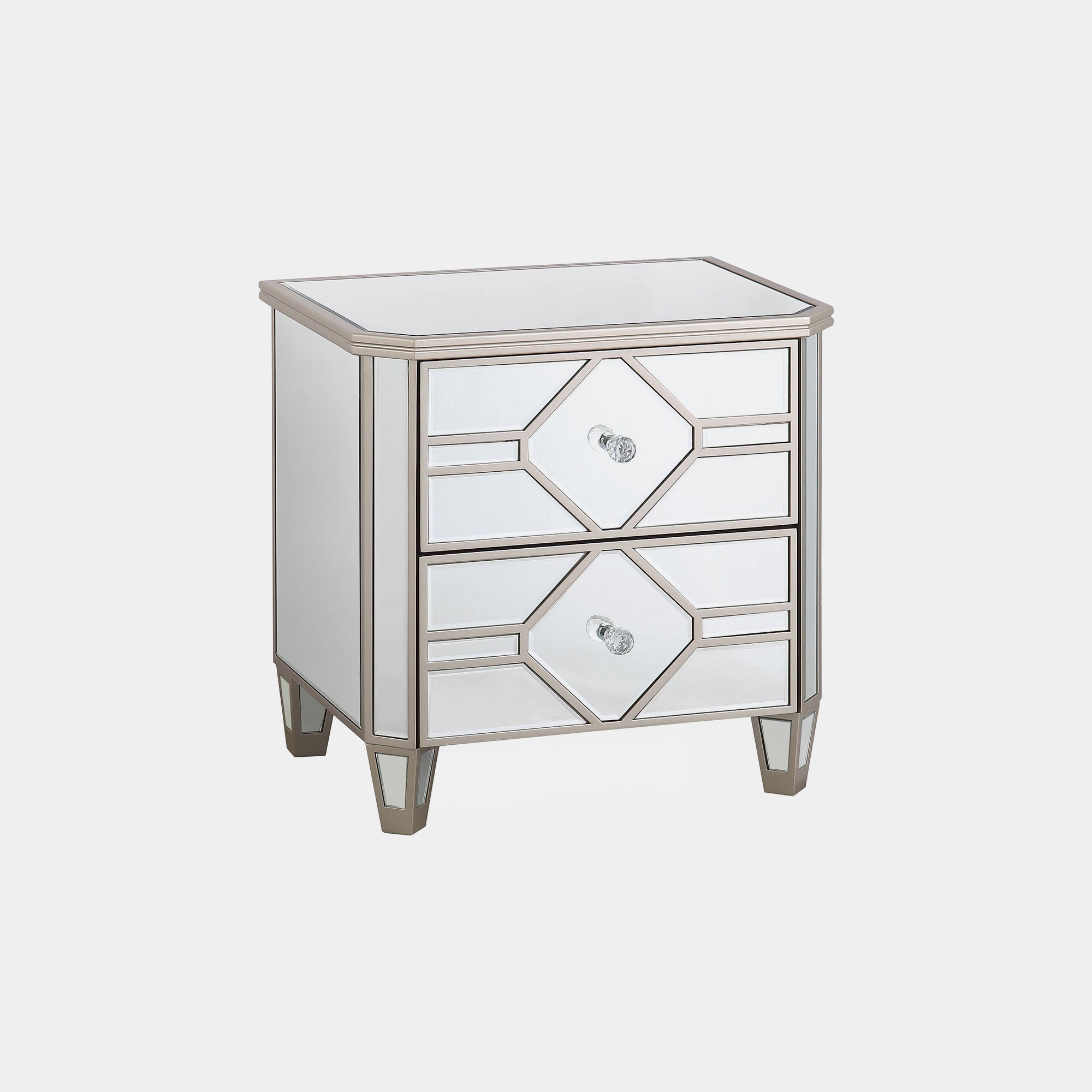 Ruby - 2 Drawer Mirrored Bedside Chest