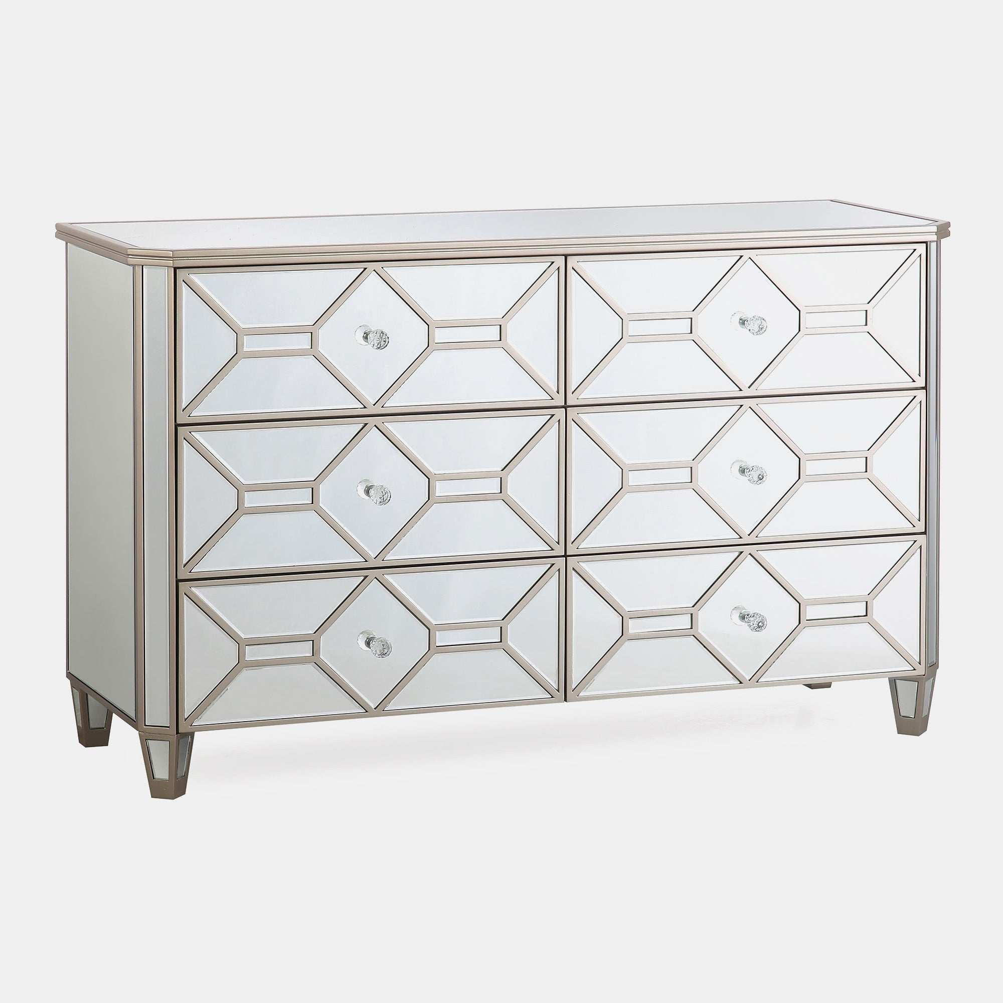 Ruby - 6 Drawer Mirrored Wide Chest