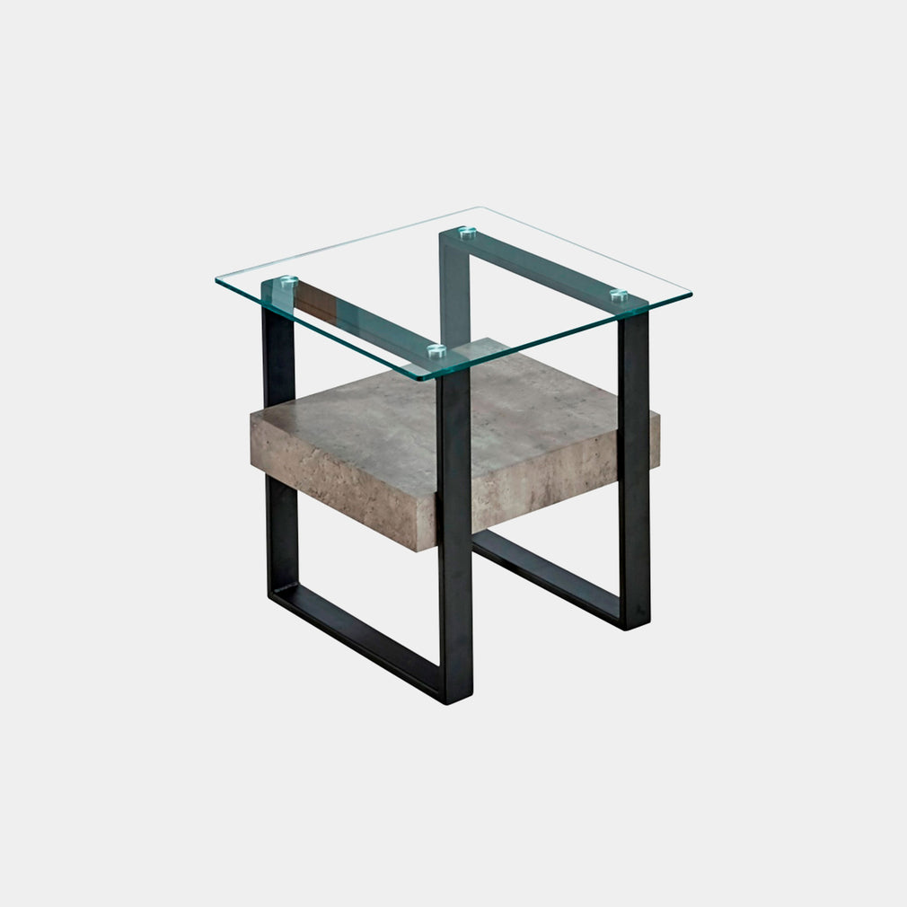 End Table Concrete Effect/Glass  (Assembly Required)