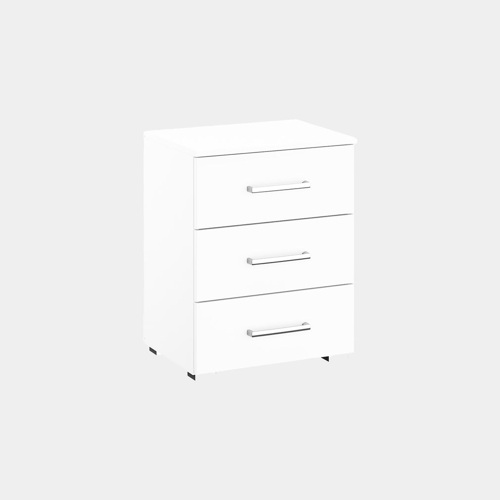 Alpen - 50cm 3 Drawer Bedside Table In AN806 Alpine White