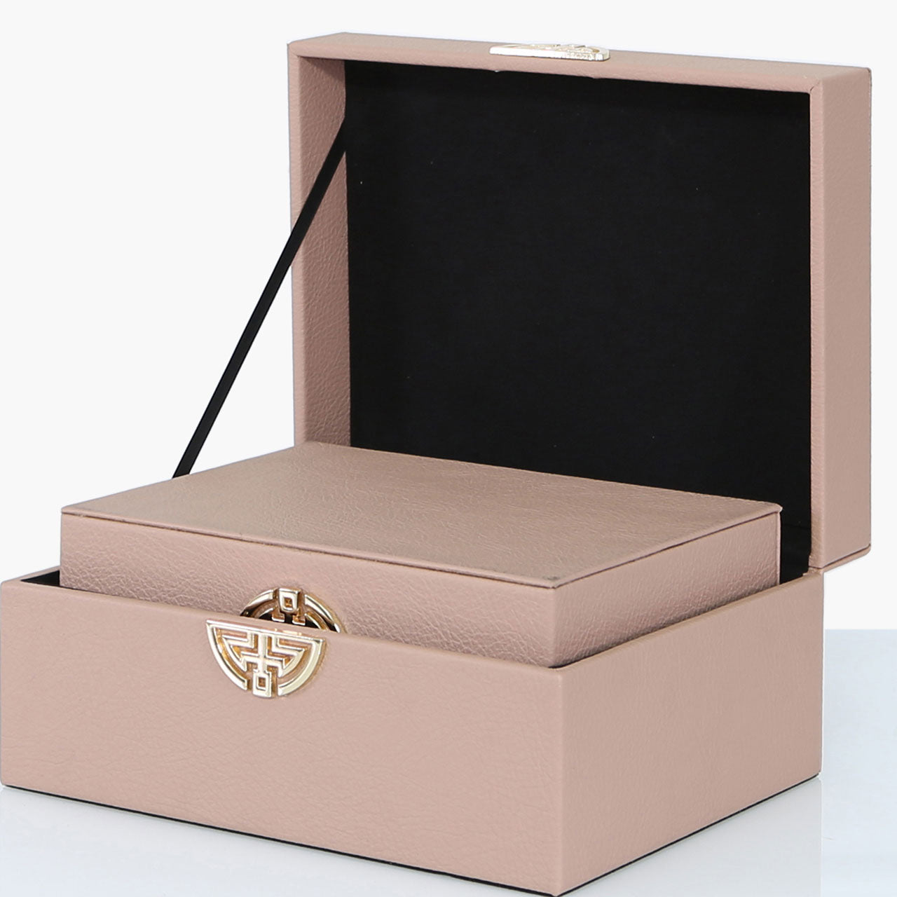 Nara Set Of 2 Jewellery Boxes - Pink & Gold