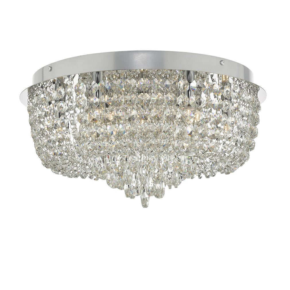 Kew 9 Light Beaded Crystal Flush