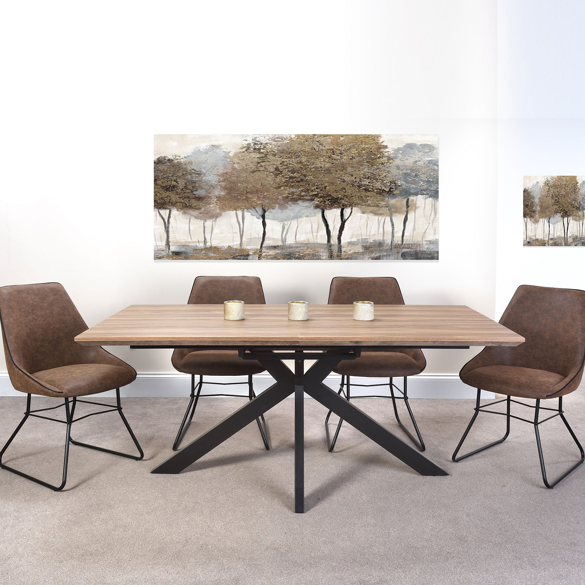 180x100cm Rectangular Extending Dining Table Oak Finish Top