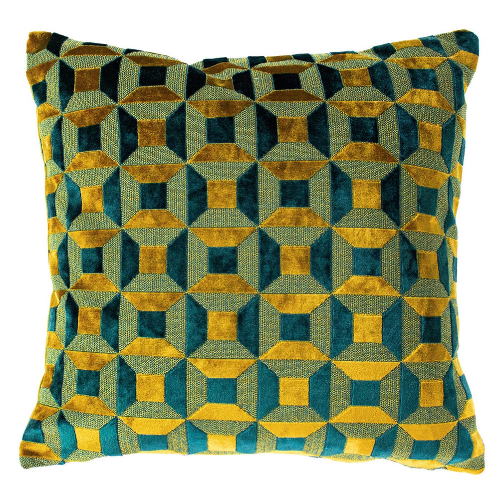 Manhattan Cushion Teal/Gold