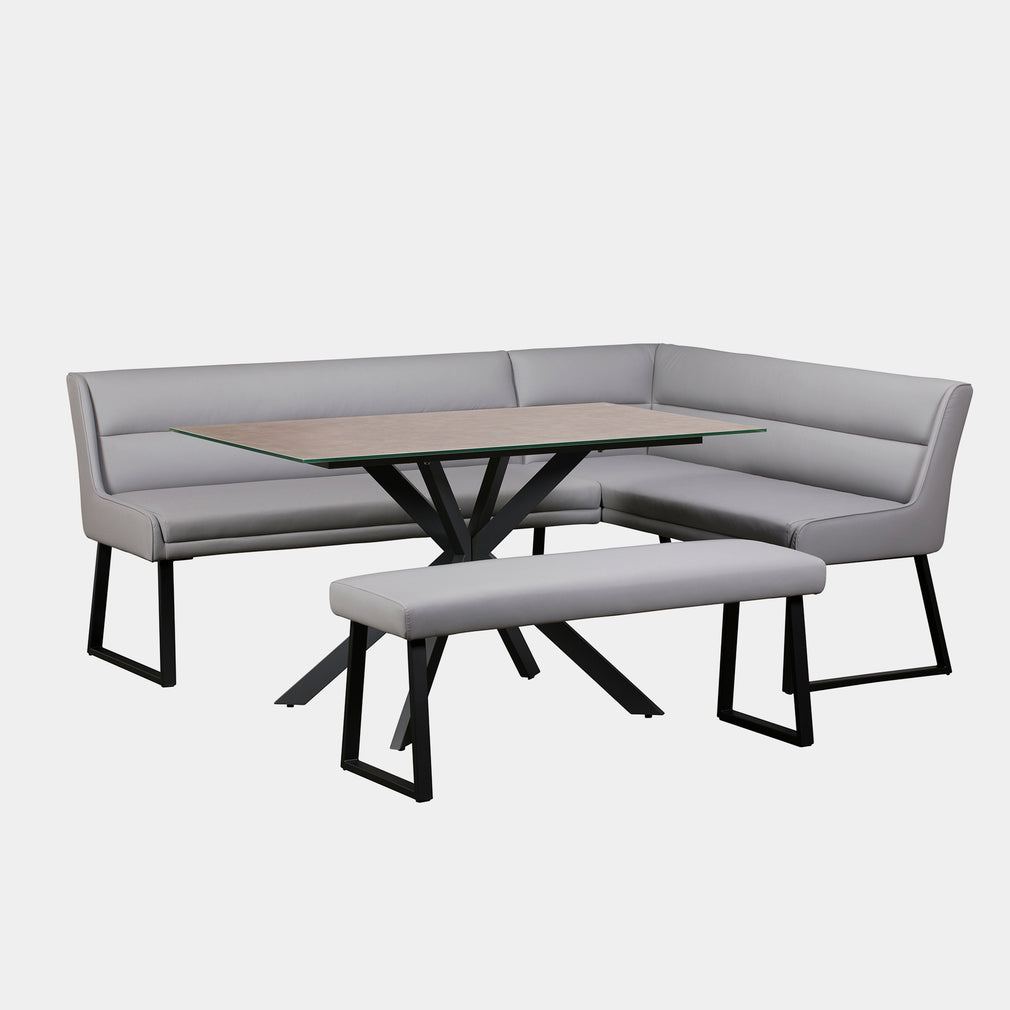 Corner Bench Left Set With 135cm Faux Ceramic Table