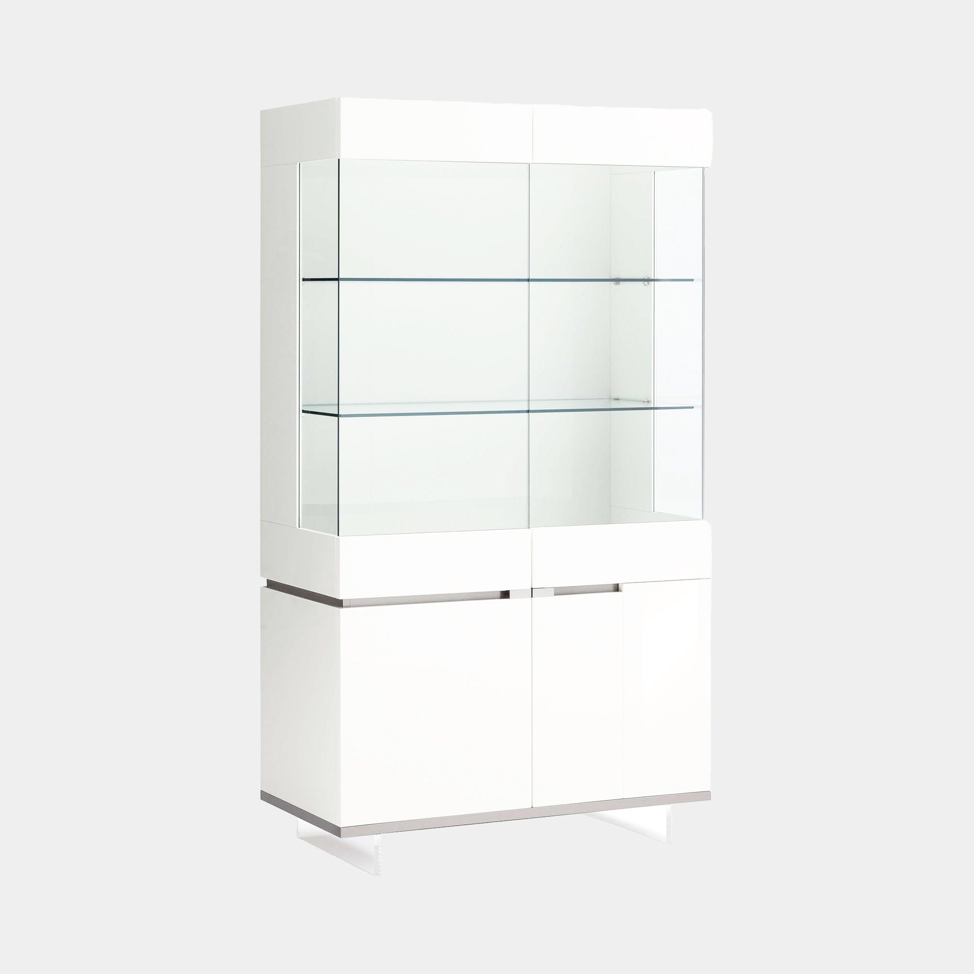 2 Door Curio Cabinet In White High Gloss