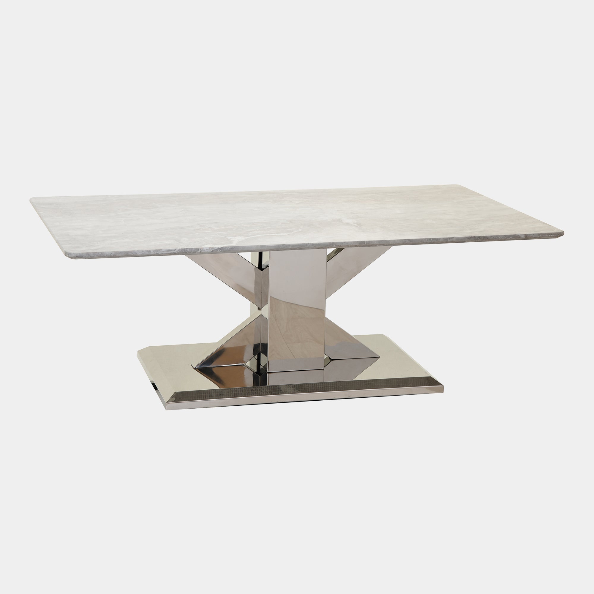 Coffee Table Grey Marble Top With Chrome Finish Base (Assembly Required)