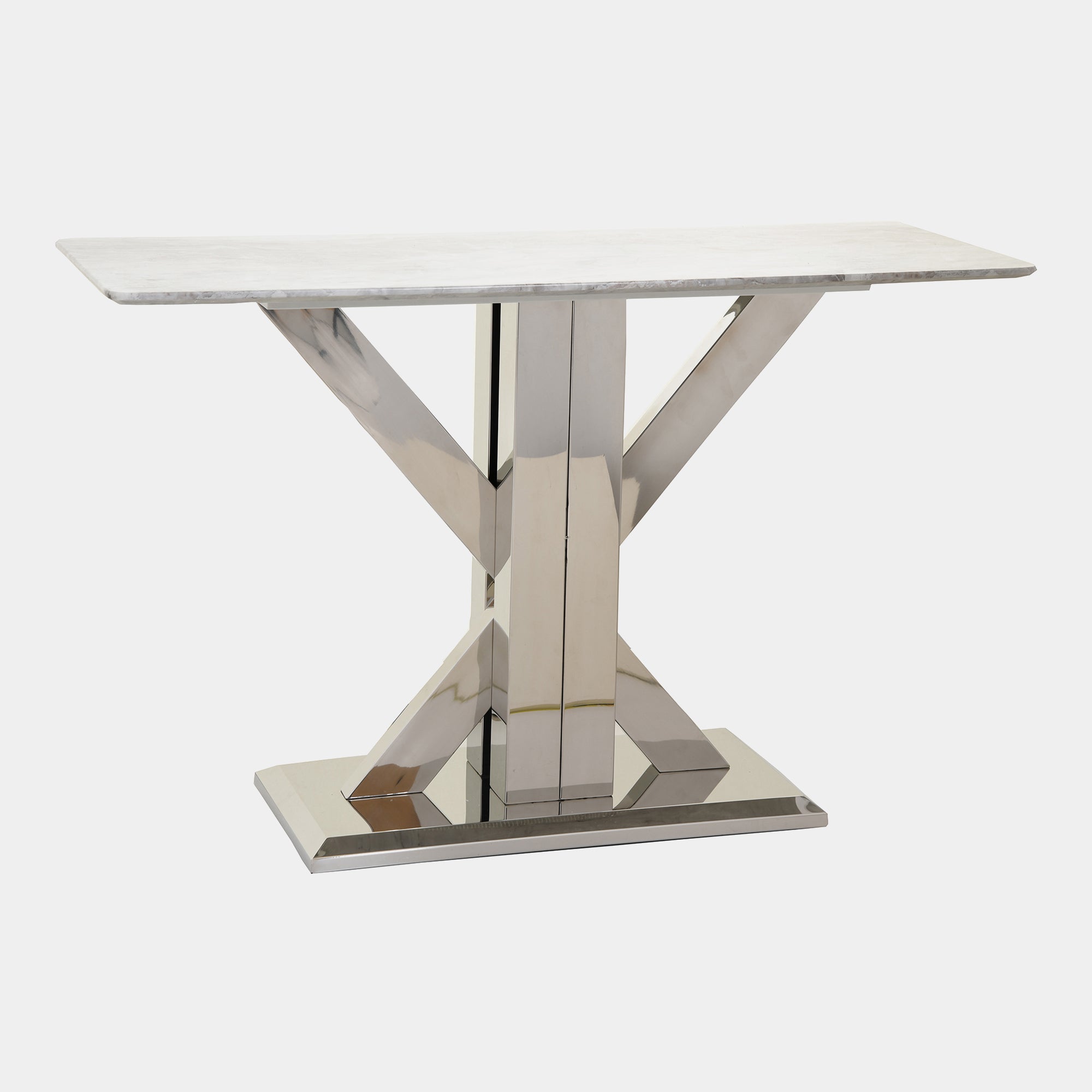Console Table Grey Marble Top With Chrome Finish Base (Assembly Required)